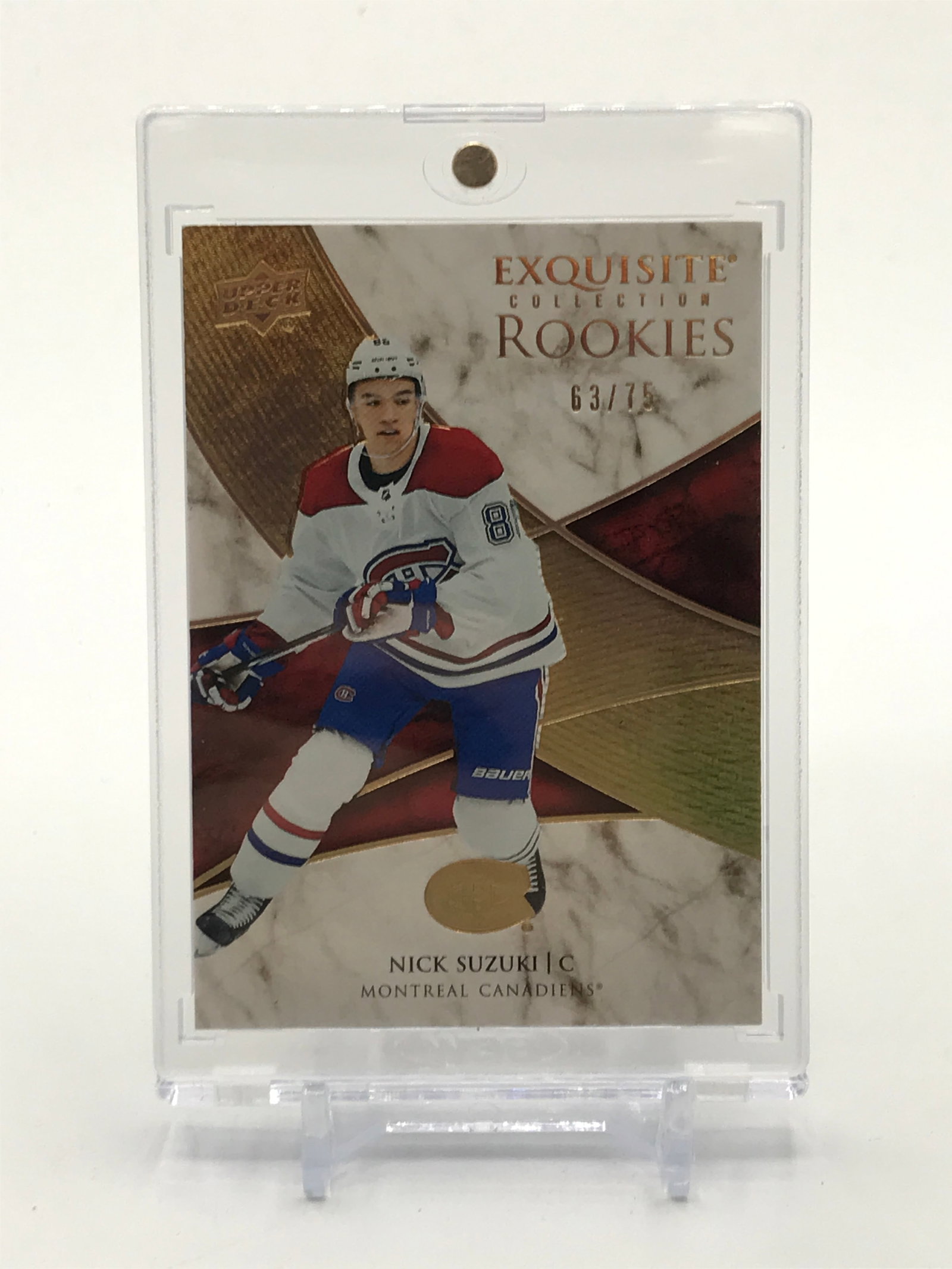 2019-20 UPPER DECK EXQUISITE COLLECTION HOCKEY NICK SUZUKI ROOKIE TRADING CARD 63/75: Prices are in Canadian dollars