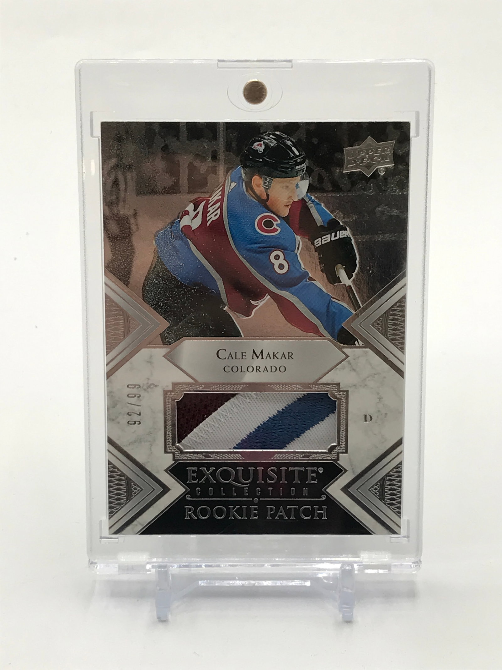 2019-20 UPPER DECK EXQUISITE COLLECTION HOCKEY CALE MAKAR ROOKIE PATCH TRADING CARD 92/99: Prices are in Canadian dollars