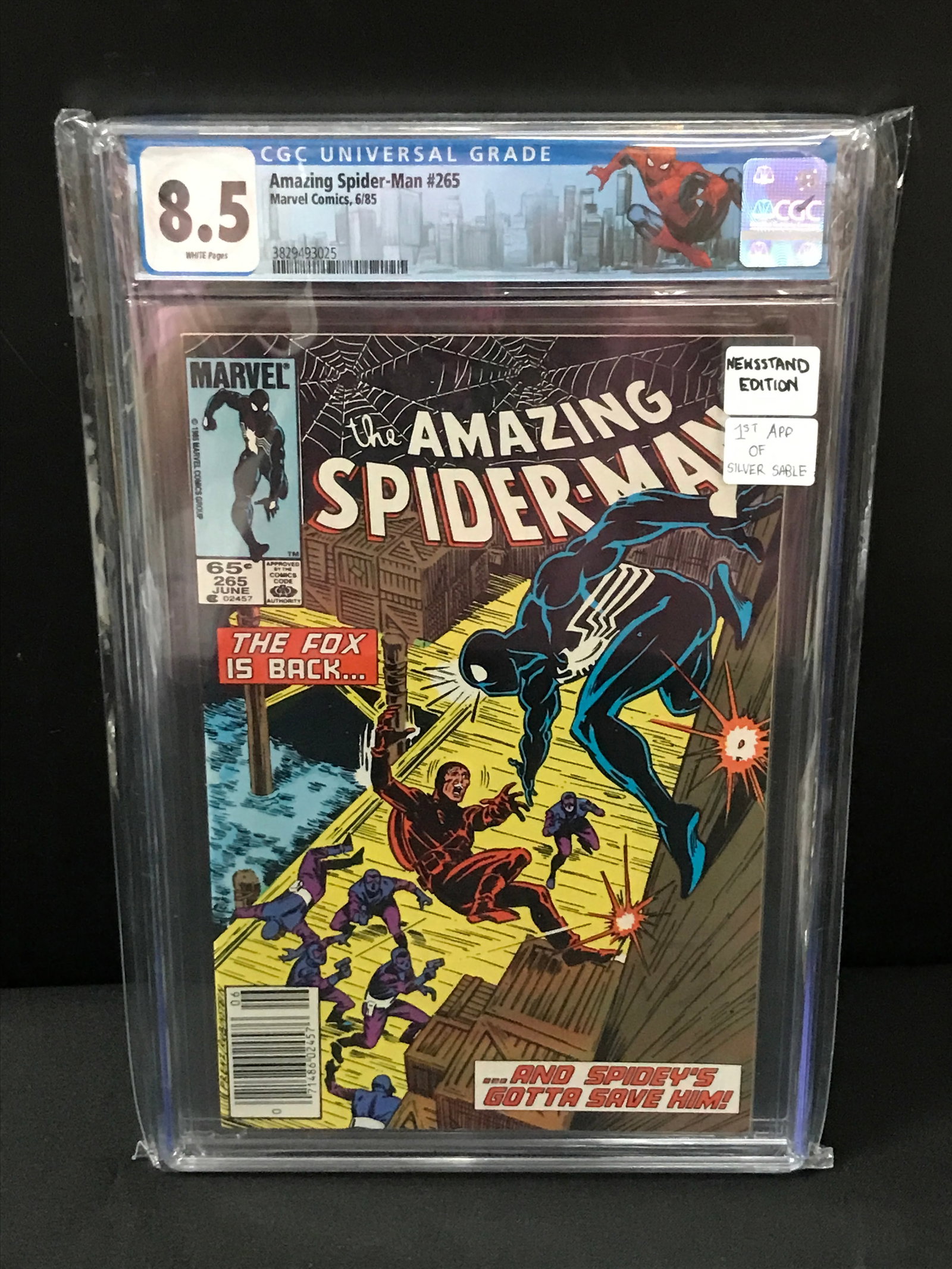 THE AMAZING SPIDERMAN BY MARVEL COMICS NEWSSTAND EDITION 1ST APP SILVER SABLE - CGC GRADE 8.5: Prices are in Canadian dollars