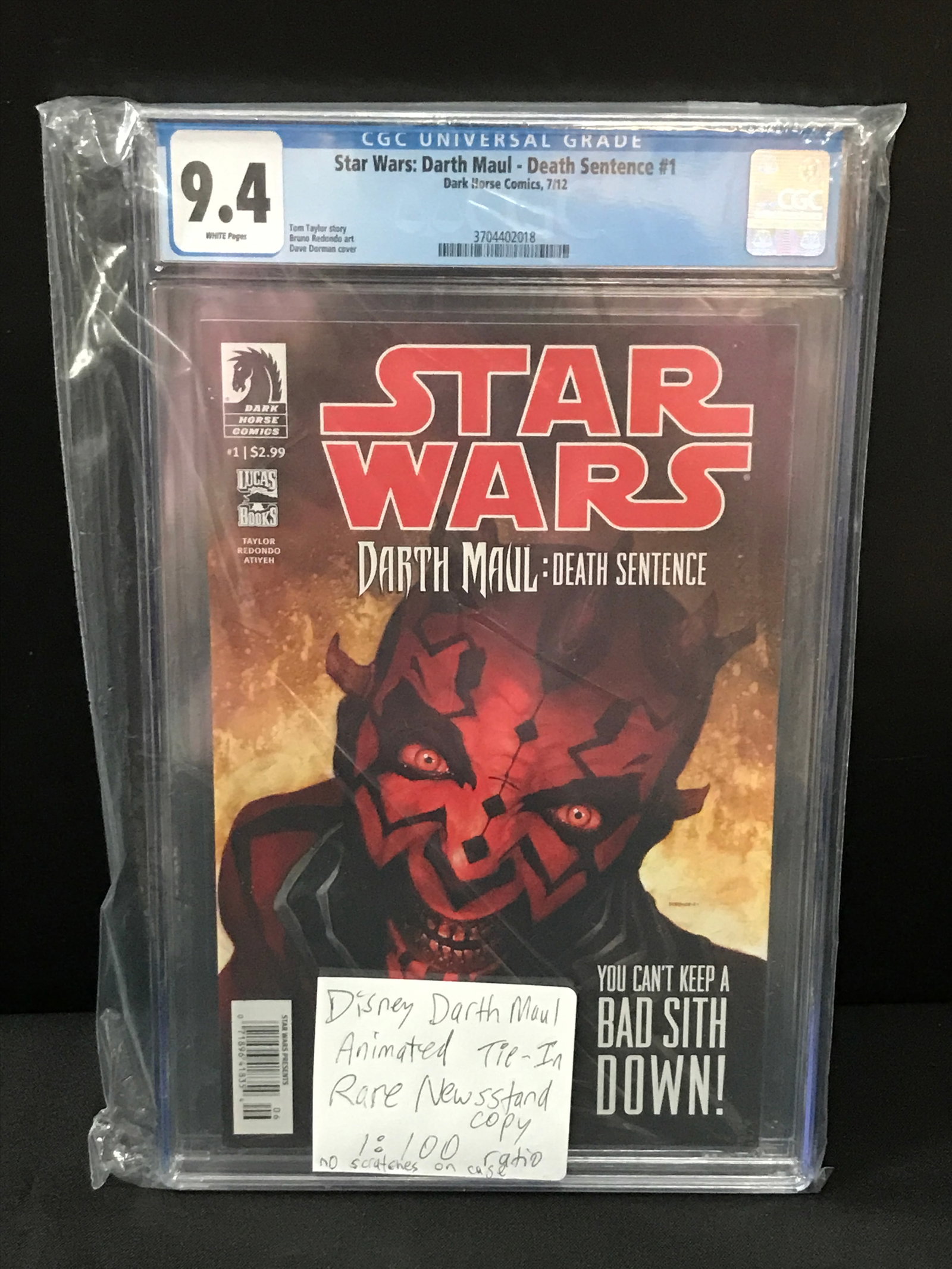 STAR WARS: DARTH MAUL DEATH SENTENCE #1 BY DARK HORSE COMICS - CGC GRADE 9.4: Prices are in Canadian dollars
