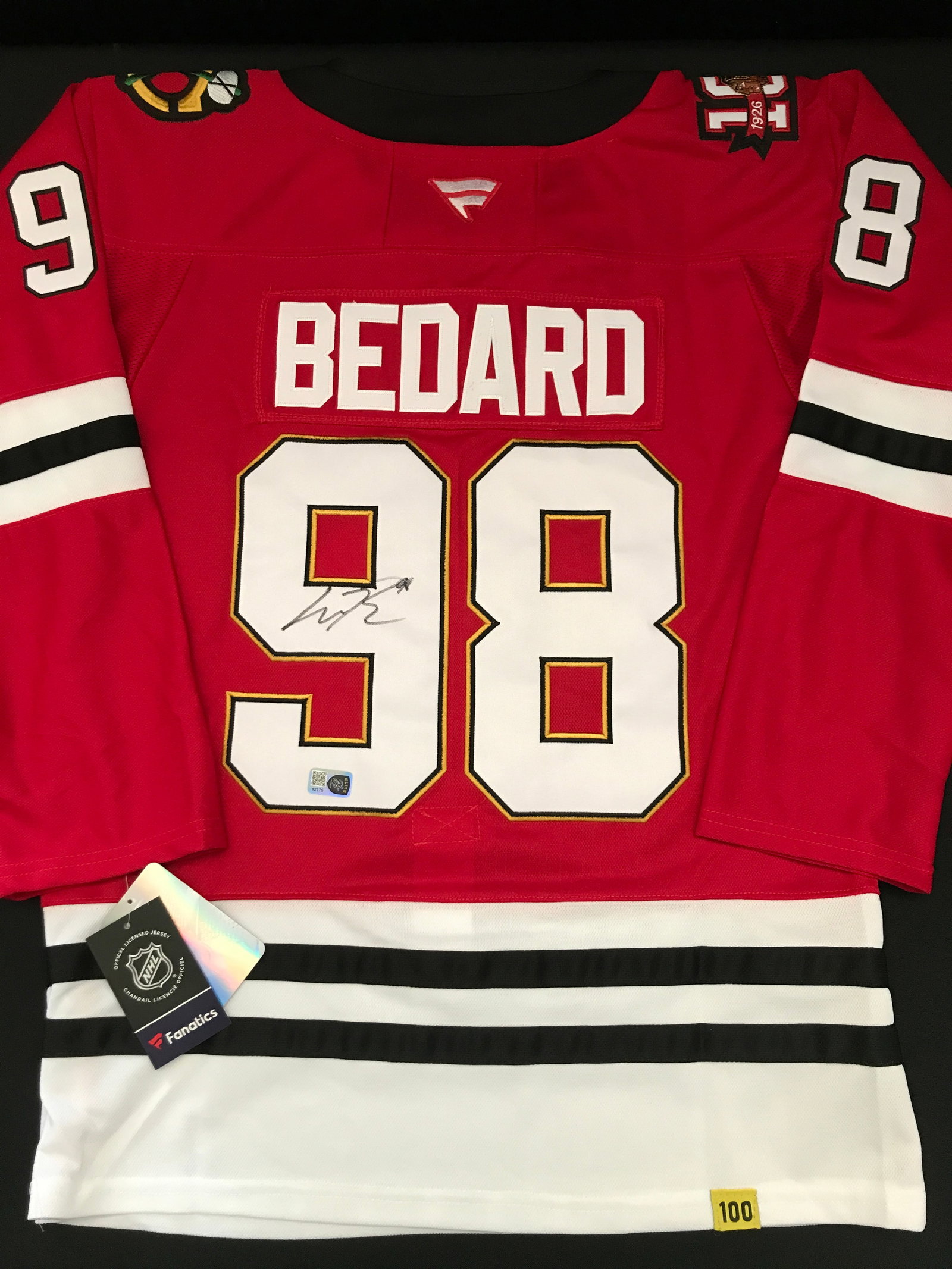 CONNOR BEDARD SIGNED CHICAGO BLACKHWAKS CUSTOM JERSEY - ELITE SPORTS COA: Prices are in Canadian dollars