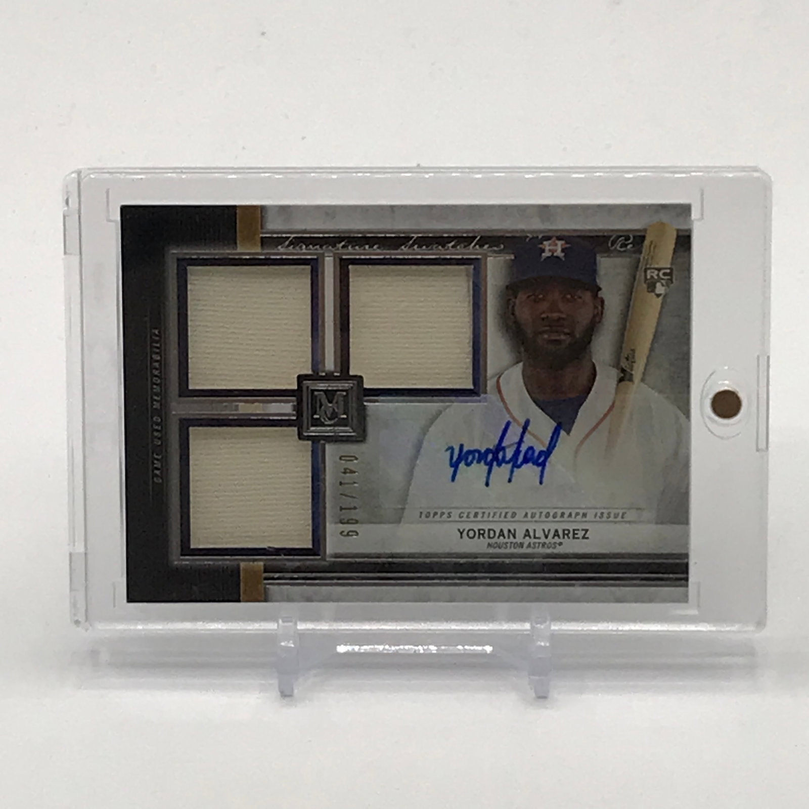 2020 TOPPS MUSEUM COLLECTION BASEBALL YORDAN ALVAREZ SIGNED TRIPLE PATCH ROOKIE TRADING CARD 41/199: Prices are in Canadian dollars