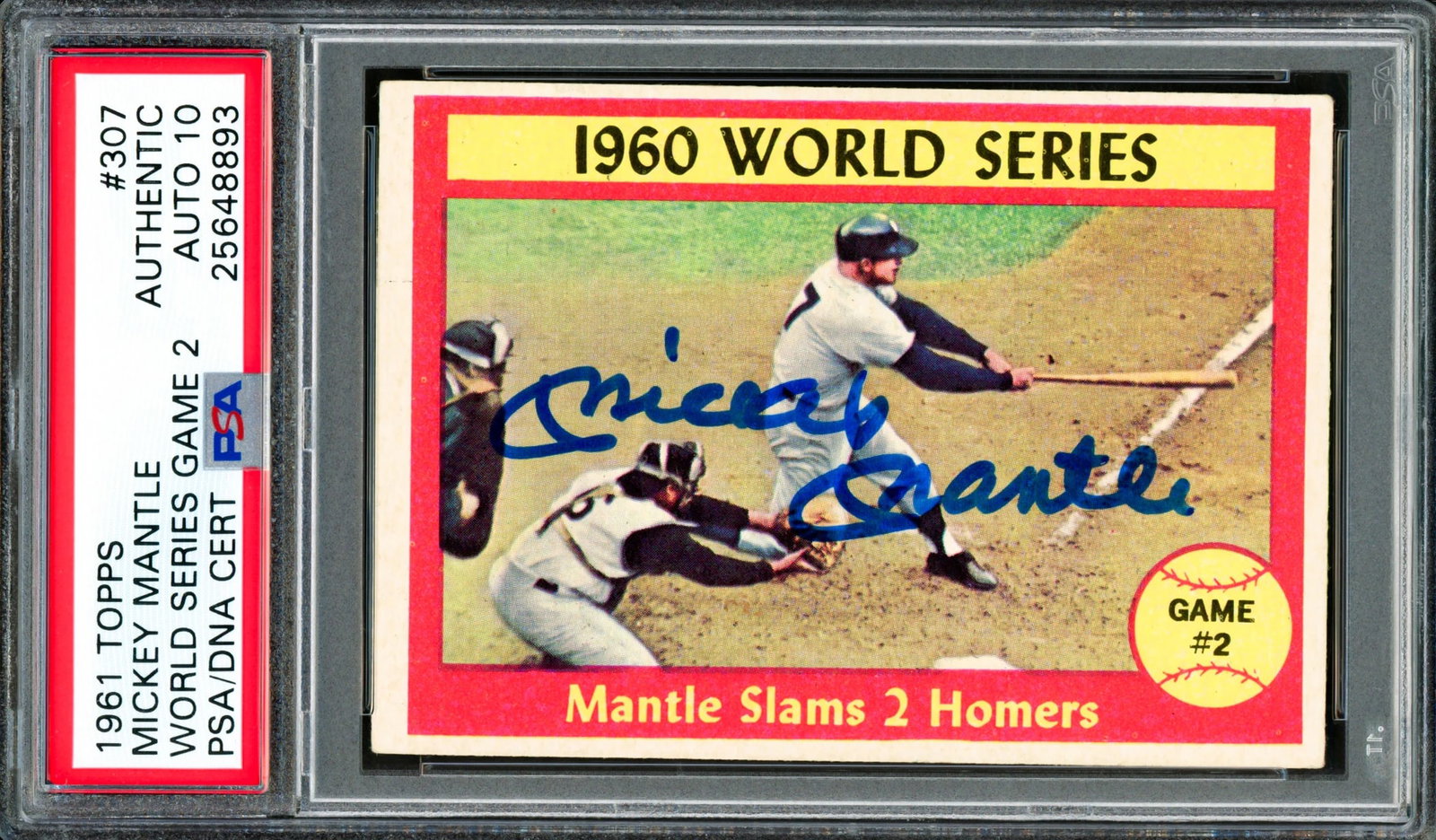1961 TOPPS MICKEY MANTLE WORLD SERIES GAME 2 SIGNED TRADING CARD - PSA ENCAPSULATED: Prices are in Canadian dollars