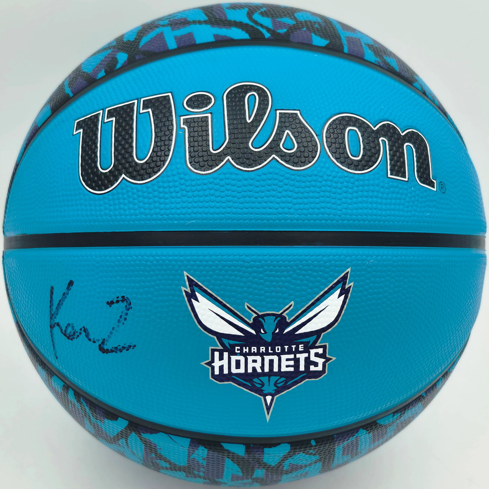 Kon Knueppel Autographed Charlotte Hornets Purple Graffiti Logo Basketball Fanatics Holo (1 of 2)