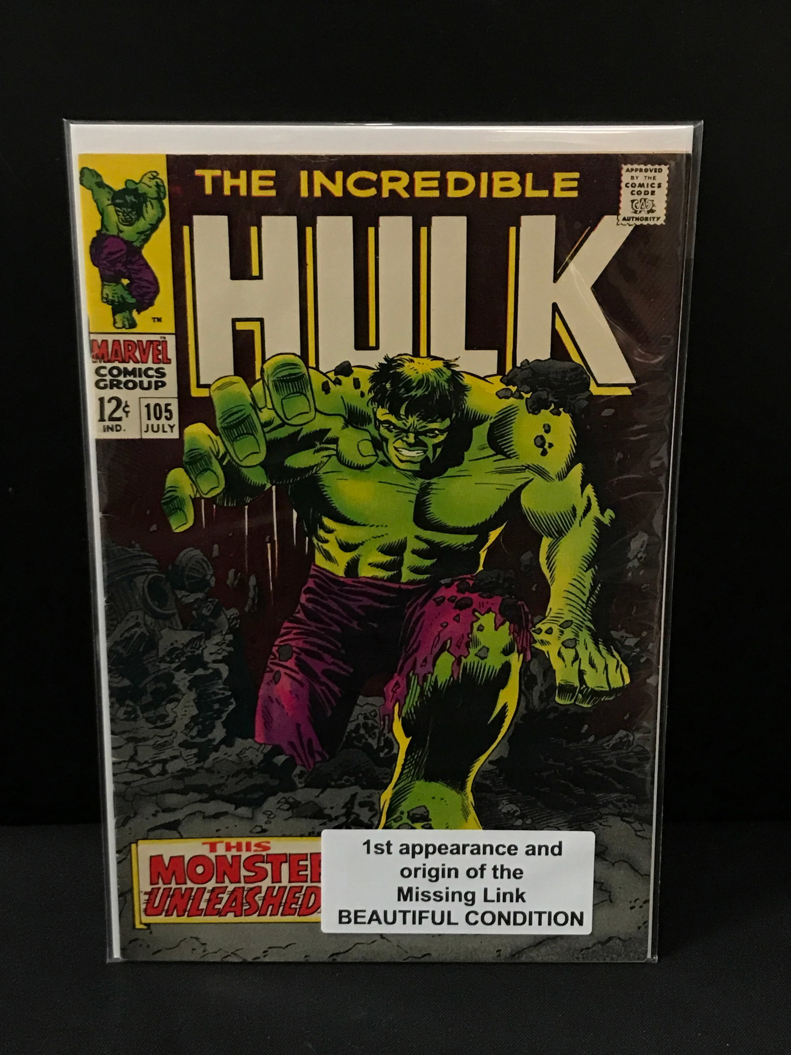 THE INCREDIBLE HULK #105 1ST APP AND ORIGIN OF THE MISSING LINK - MARVEL COMICS: Prices are in Canadian dollars