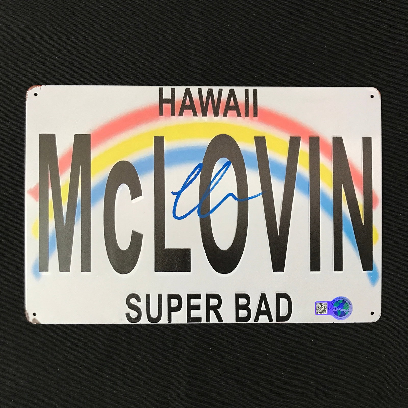 CHRISTOPHER MINTZ SIGNED MCLOVIN TIN SIGNED (WWOC COA): Prices are in Canadian dollars