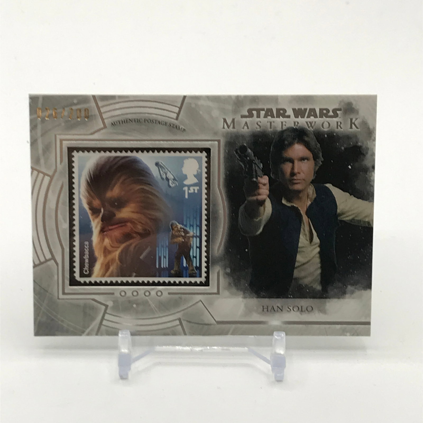 TOPPS STAR WARS MASTERWORK CHEWBACCA STAMP RELIC CARD 26/200: Prices are in Canadian dollars