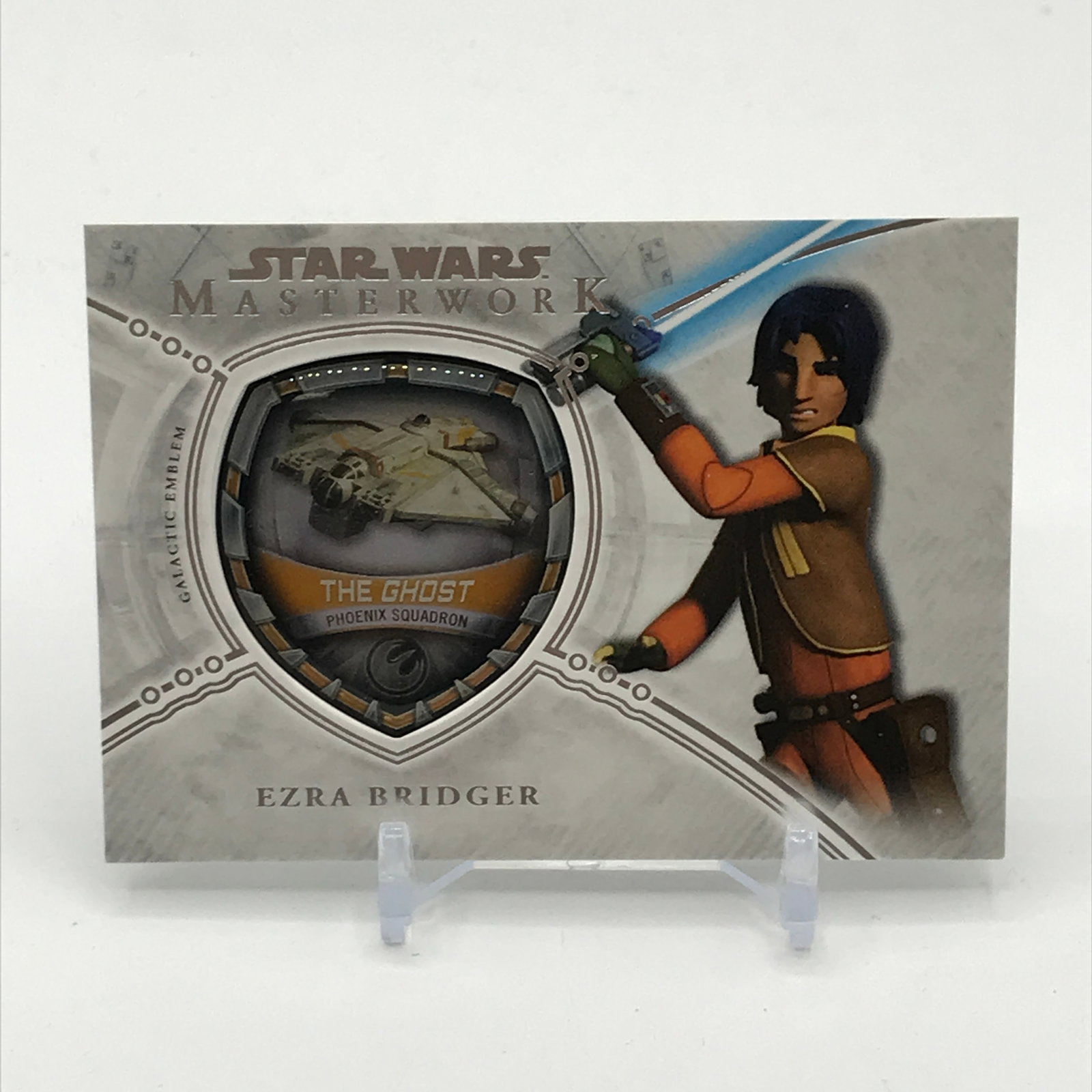 TOPPS STAR WARS MASTERWORK EZRA BRIDGER COMMEMORATIVE SHIP EMBLEM TRADING CARD 102/175: Prices are in Canadian dollars