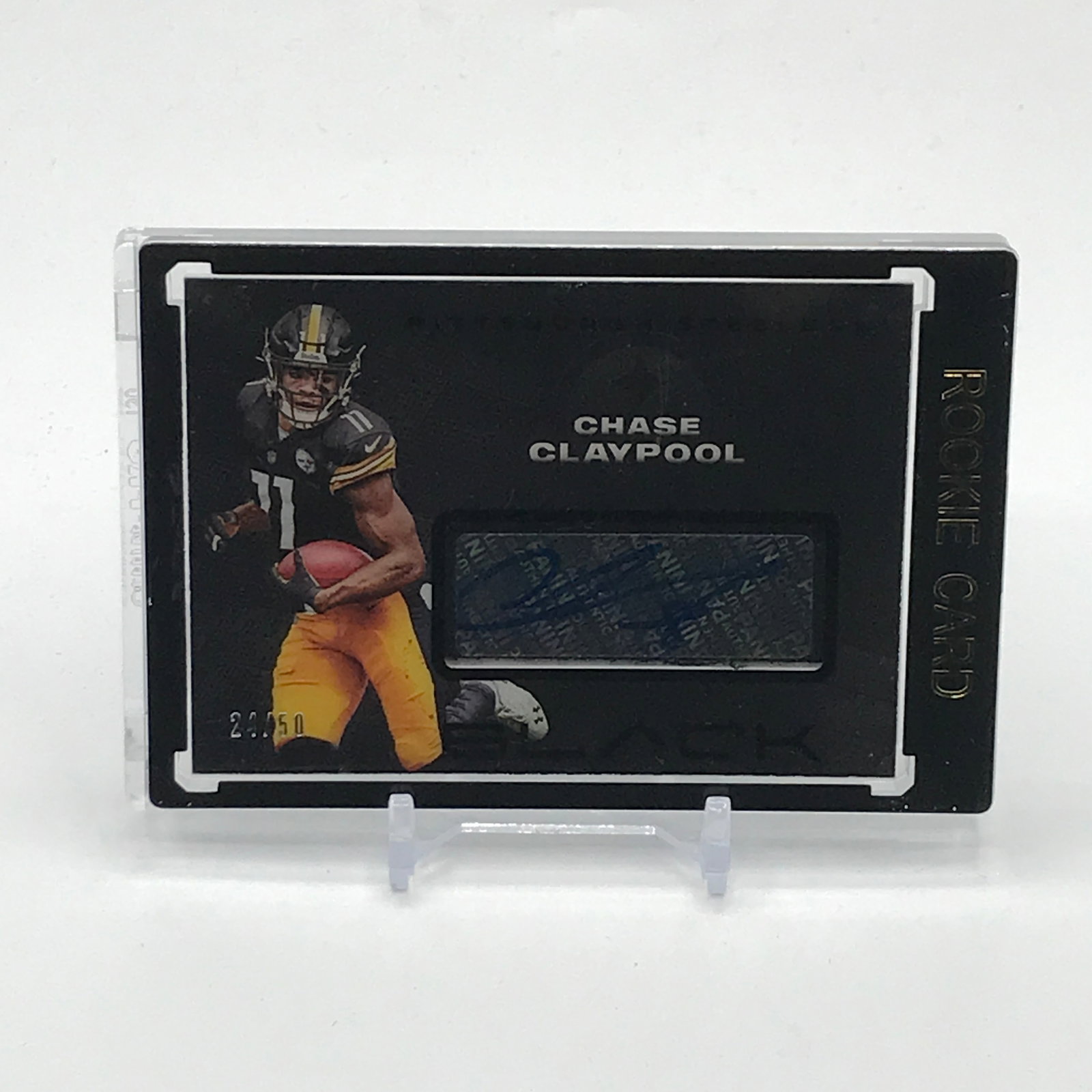 2020 PANINI BLACK FOOTBALL CHASE CLAYPOOL ROOKIE PATCH AUTO TRADING CARD 24/50: Prices are in Canadian dollars