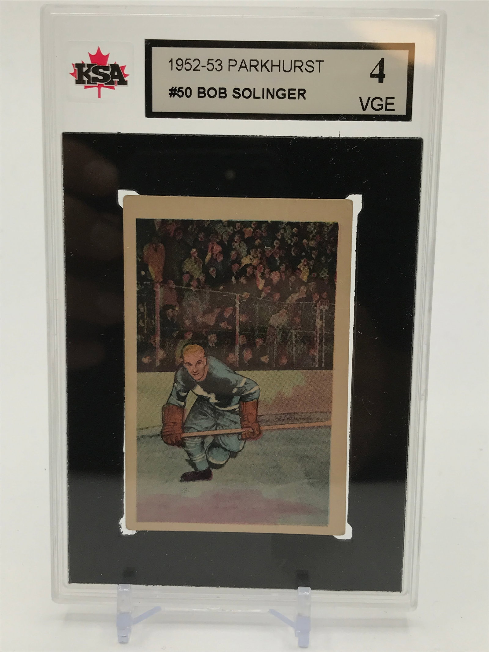 1952-53 PARKHURST BOB SOLINGER TRADING CARD - KSA GRADE 4: Prices are in Canadian dollars