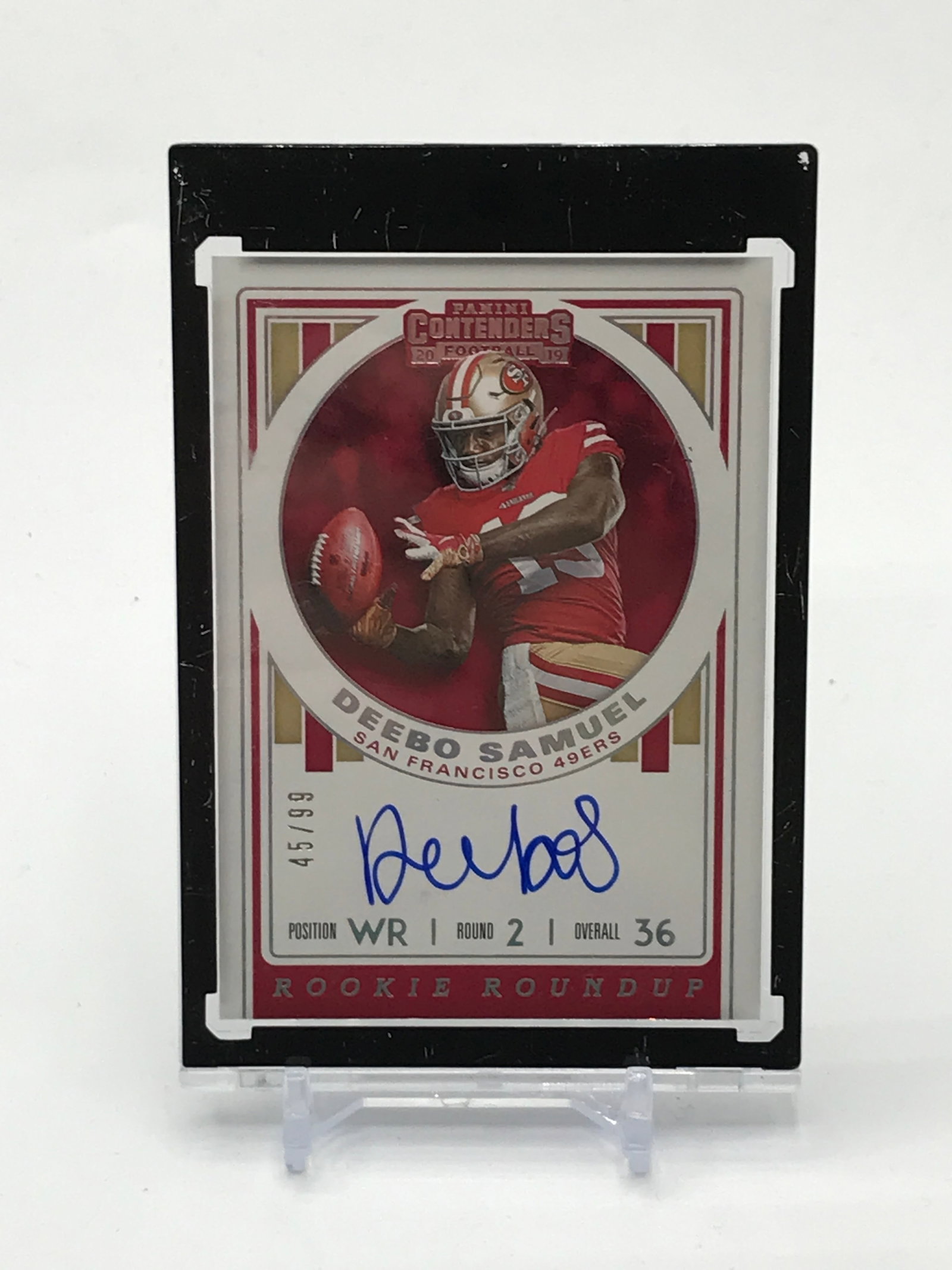 2019 PANINI CONTENDERS FOOTBALL DEEBO SAMUEL SIGNED ROOKIE ROUNDUP TRADING CARD 45/99: Prices are in Canadian dollars