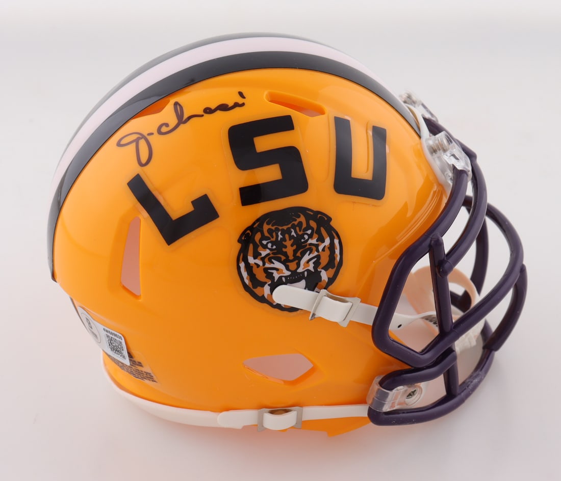 JA'MARR CHASE SIGNED LSU MINI HELMET - BECKETT COA: Prices are in Canadian dollars
