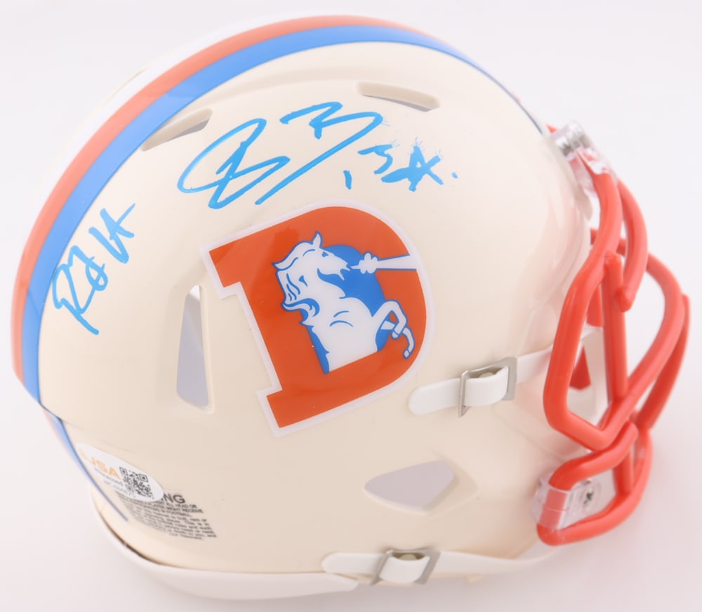 RJ HARVEY SIGNED DENVER BRONCOS MINI HELMET - JSA COA: Prices are in Canadian dollars