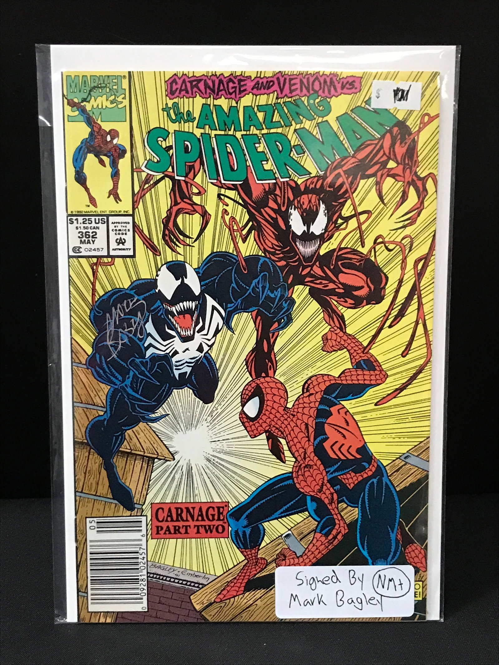 THE AMAZING SPIDERMAN #362 SIGNED BY MARK BAGLEY - MARVEL COMICS: Prices are in Canadian dollars