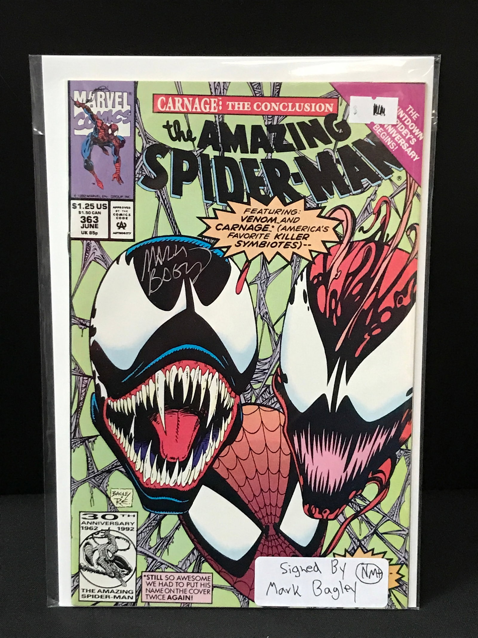 THE AMAZING SPIDERMAN #363 SIGNED BY MARK BAGLEY - MARVEL COMICS: Prices are in Canadian dollars