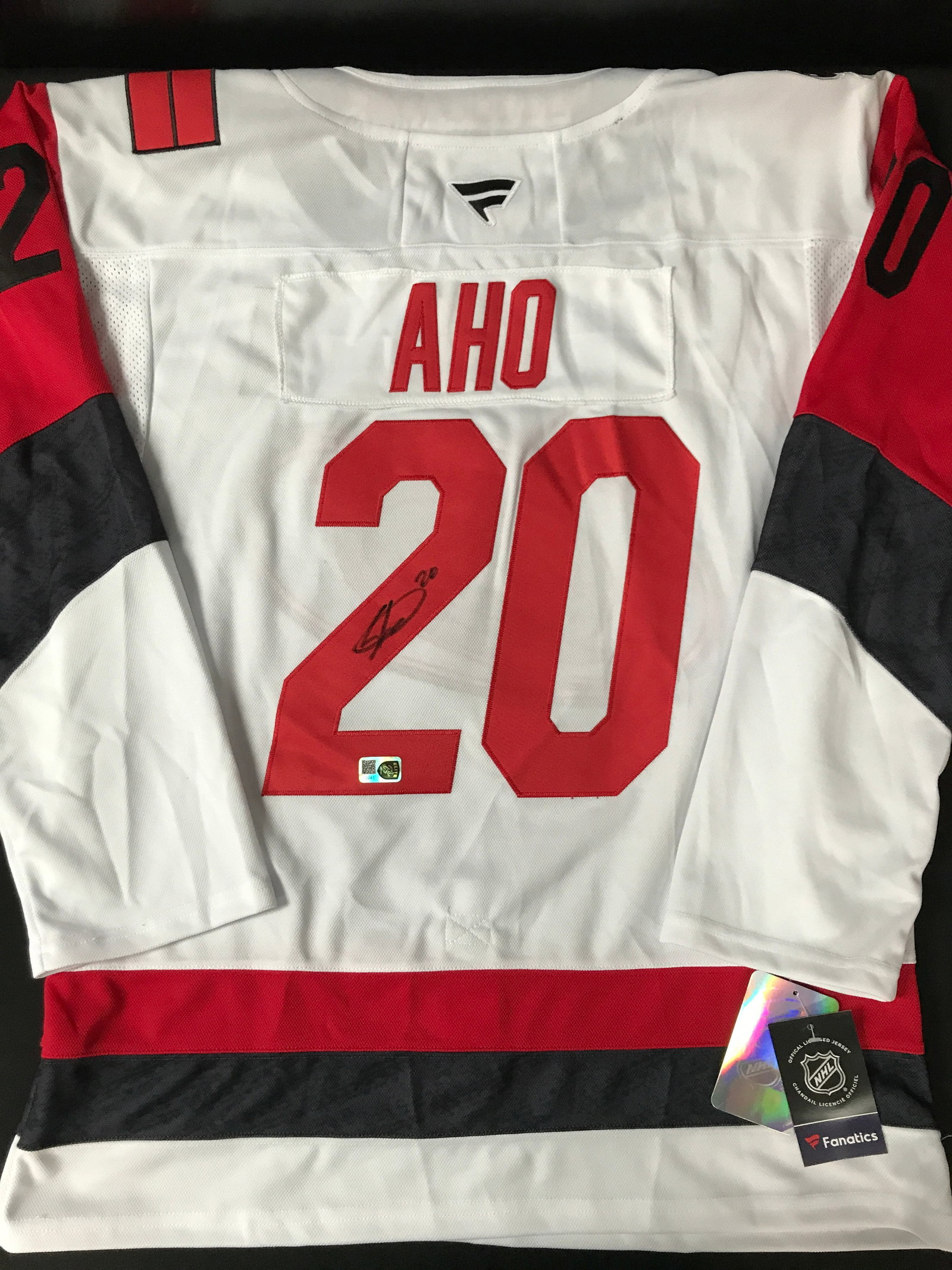 SEBASTIAN AHO SIGNED CAROLINA HURRICANES CUSTOM JERSEY - ELITE SPORTS COA: Prices are in Canadian dollars