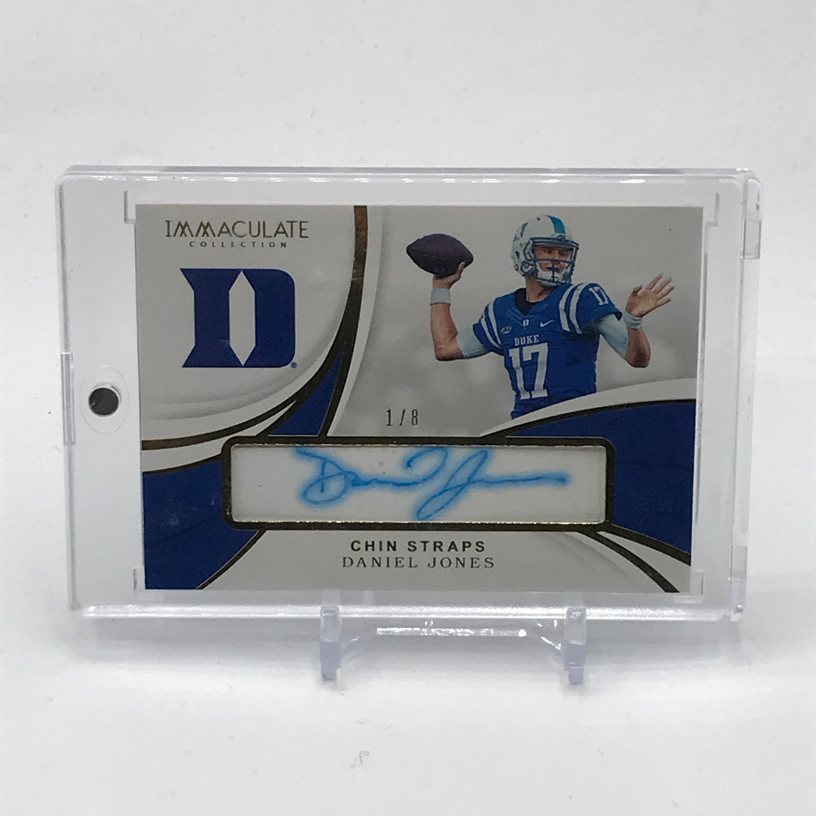 2019 PANINI IMMACULATE COLLECTION DANIEL JONES CHIN STRAPS PATCH ROOKIE CARD 1/8: Prices are in Canadian dollars
