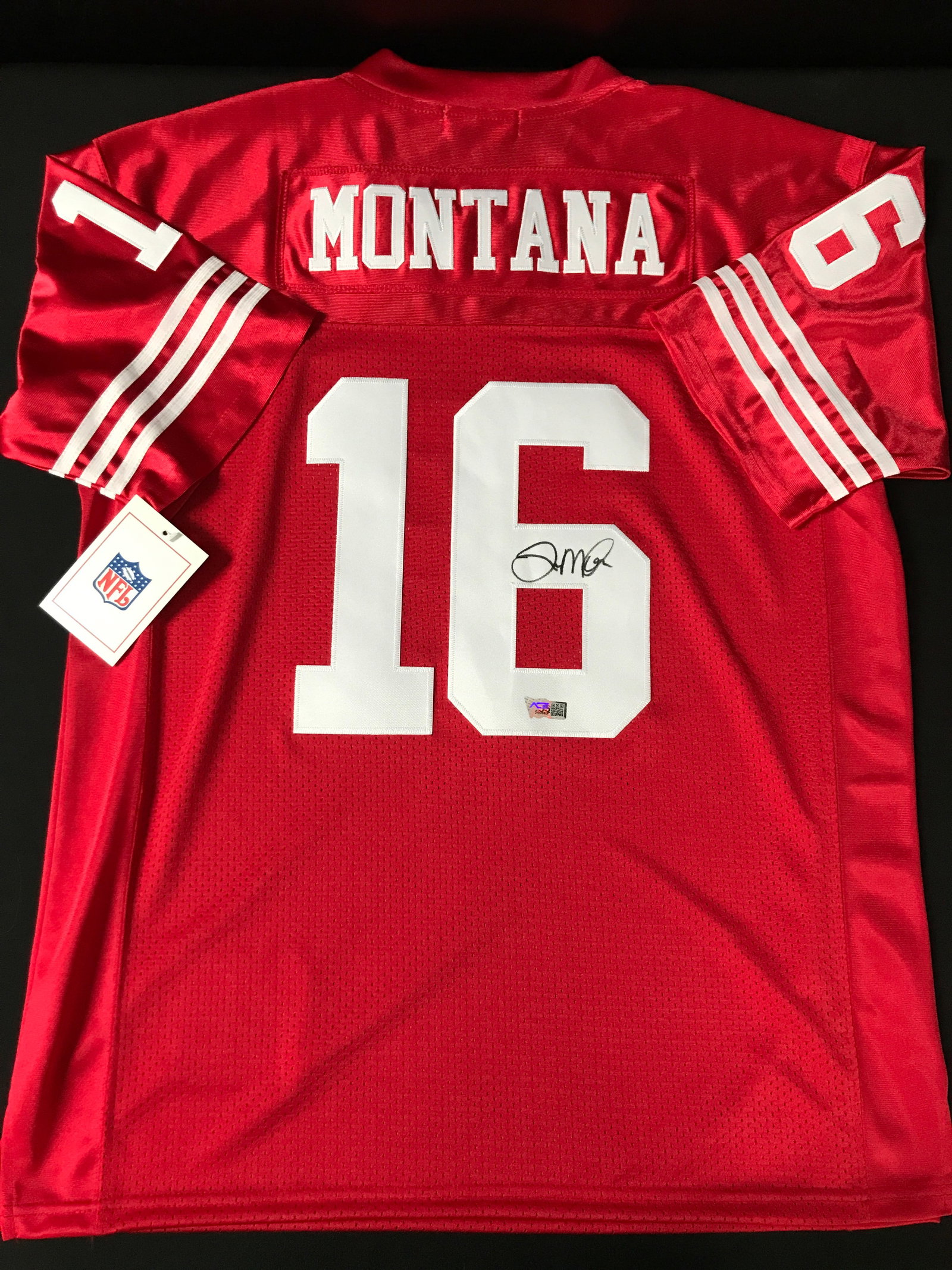 JOE MONTANA SIGNED CUSTOM JERSEY - ACE COA: Prices are in Canadian dollars
