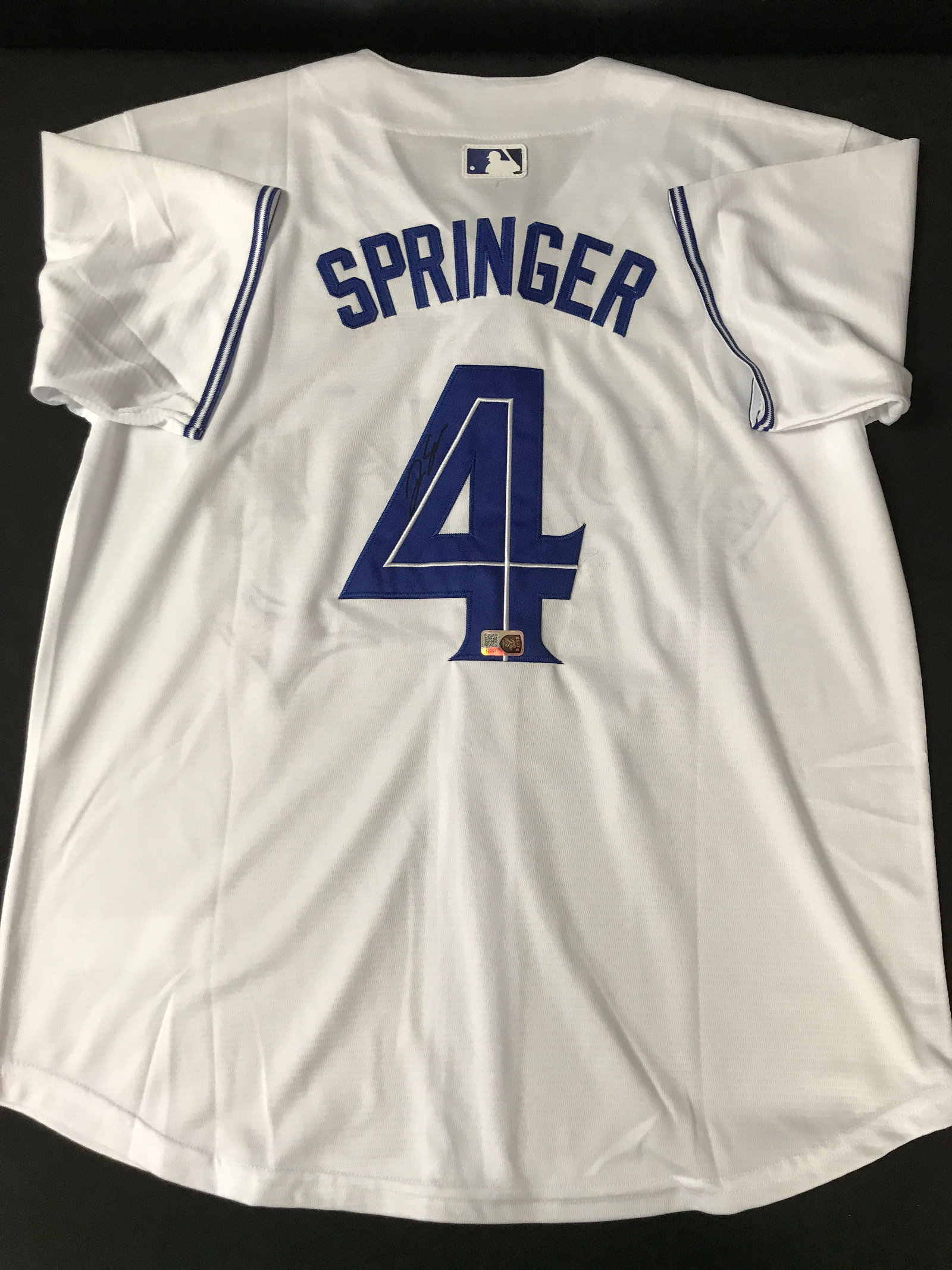 GEORGE SPRINGER SIGNED TORONTO BLUE JAYS CUSTOM JERSEY - ELITE SPORTS COA: Prices are in Canadian dollars