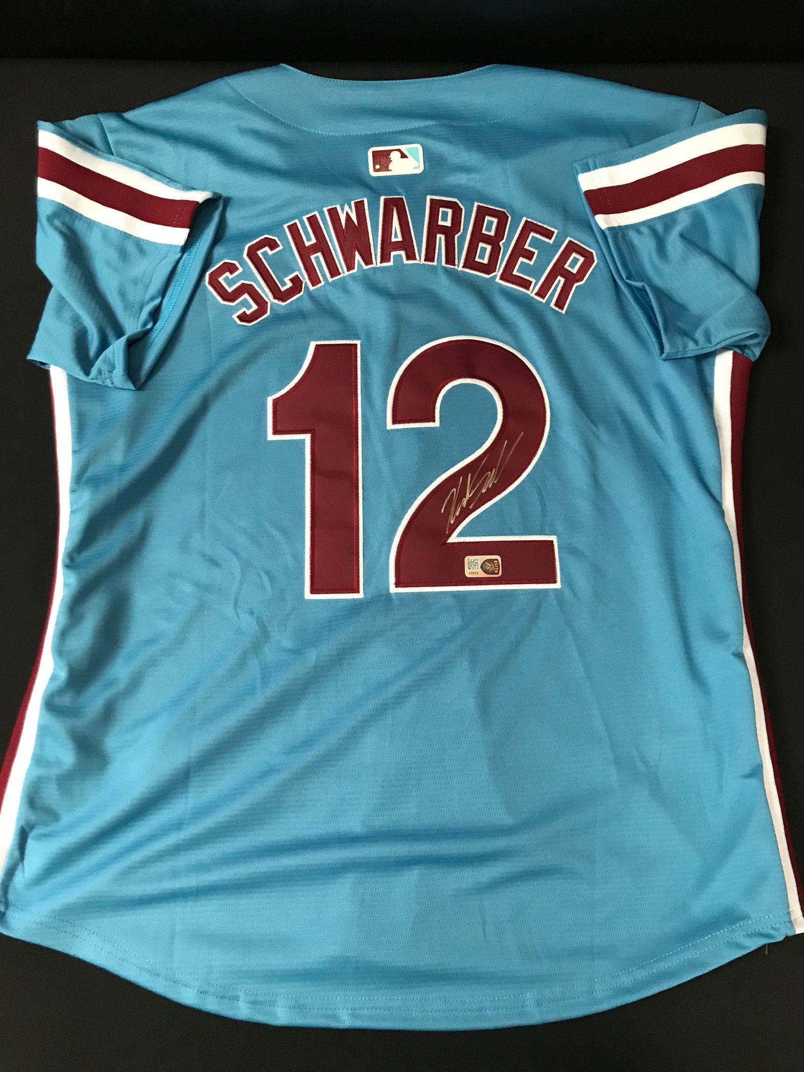 KYLE SCHWARBER SIGNED PHILADELPHIA PHILLIES CUSTOM JERSEY - ELITE SPORTS COA (1 of 3)