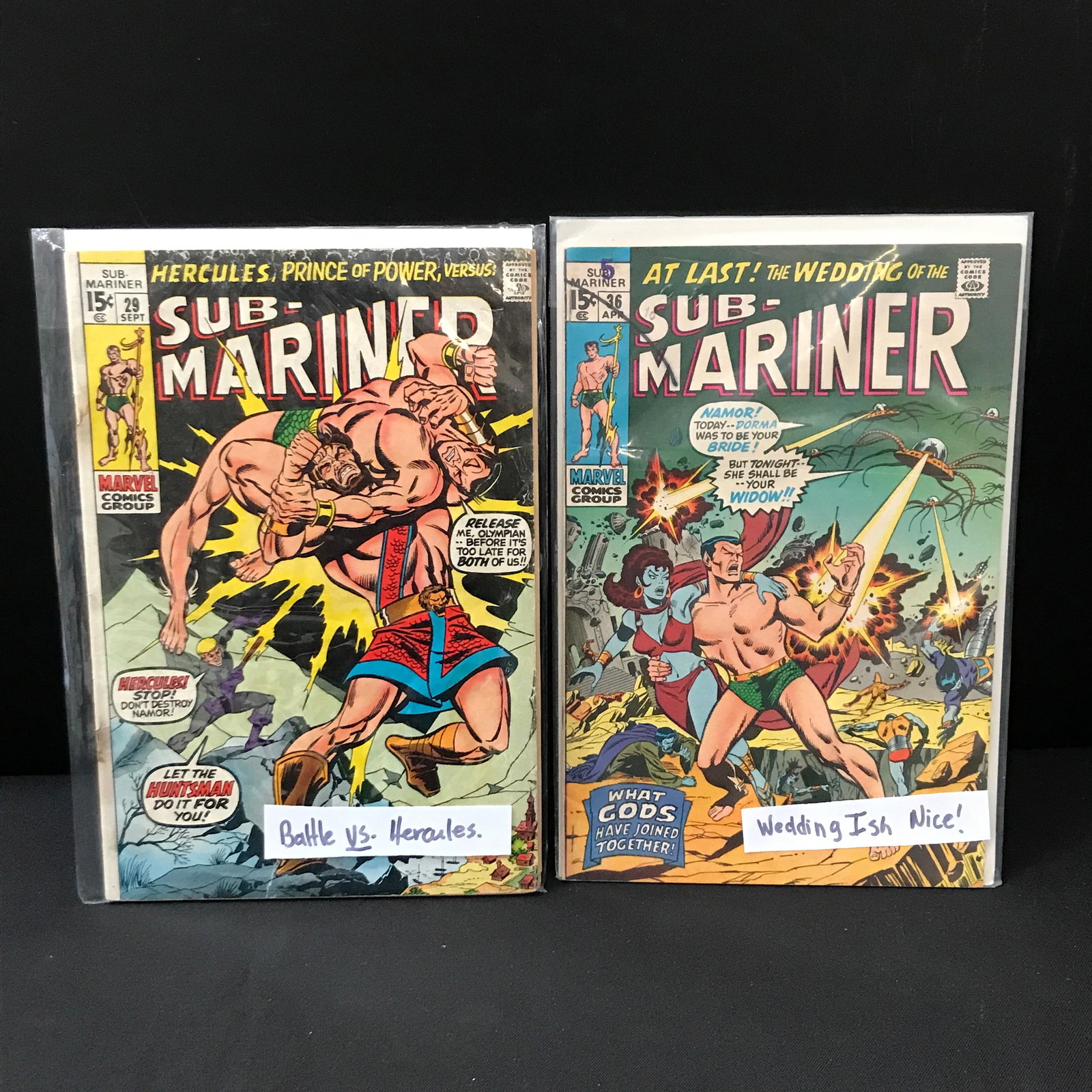 LOT OF 2 SUB MARINER COMICS #29 & #36 - MARVEL COMICS: Prices are in Canadian dollars