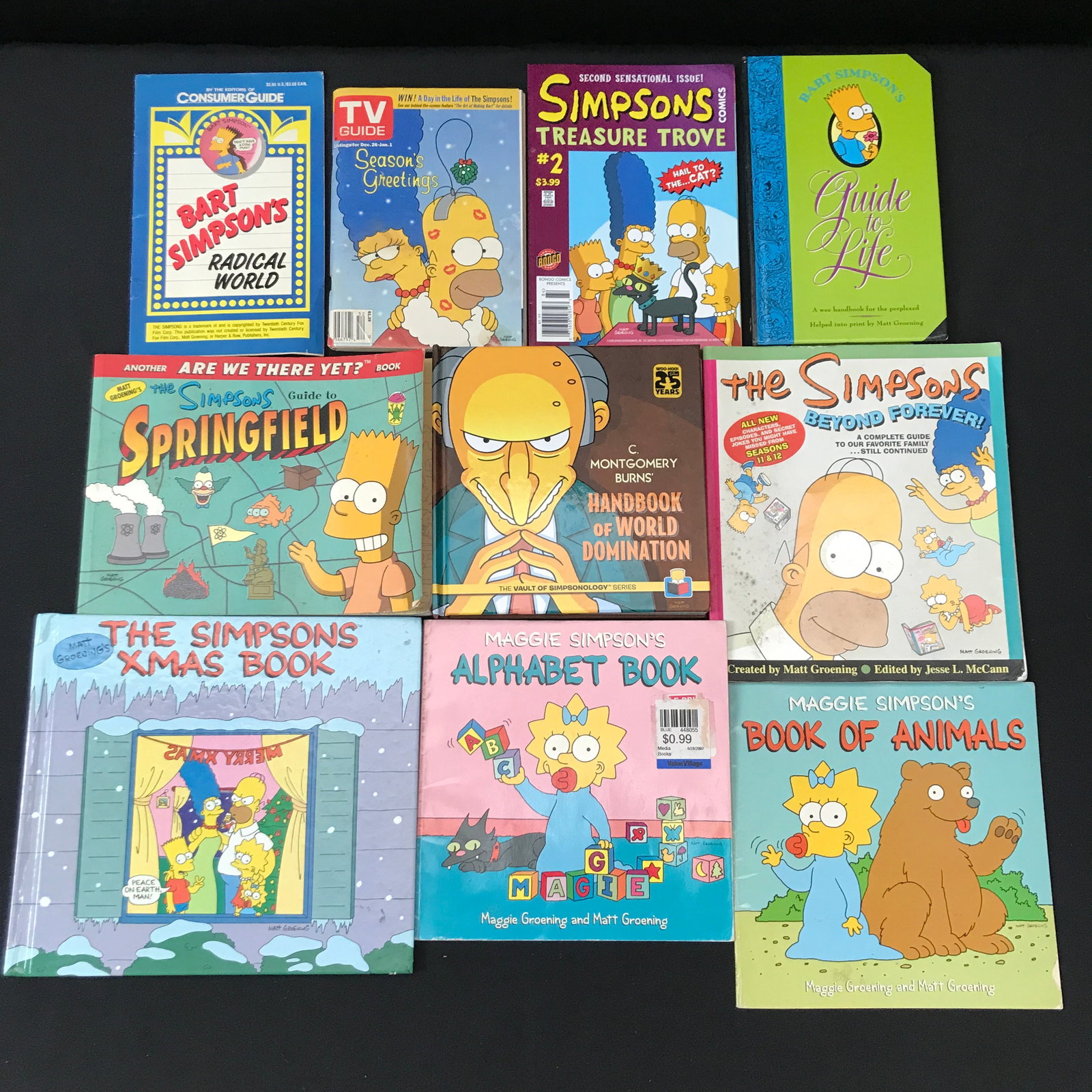 LOT OF 10 SIMPSONS BOOKS: Prices are in Canadian dollars