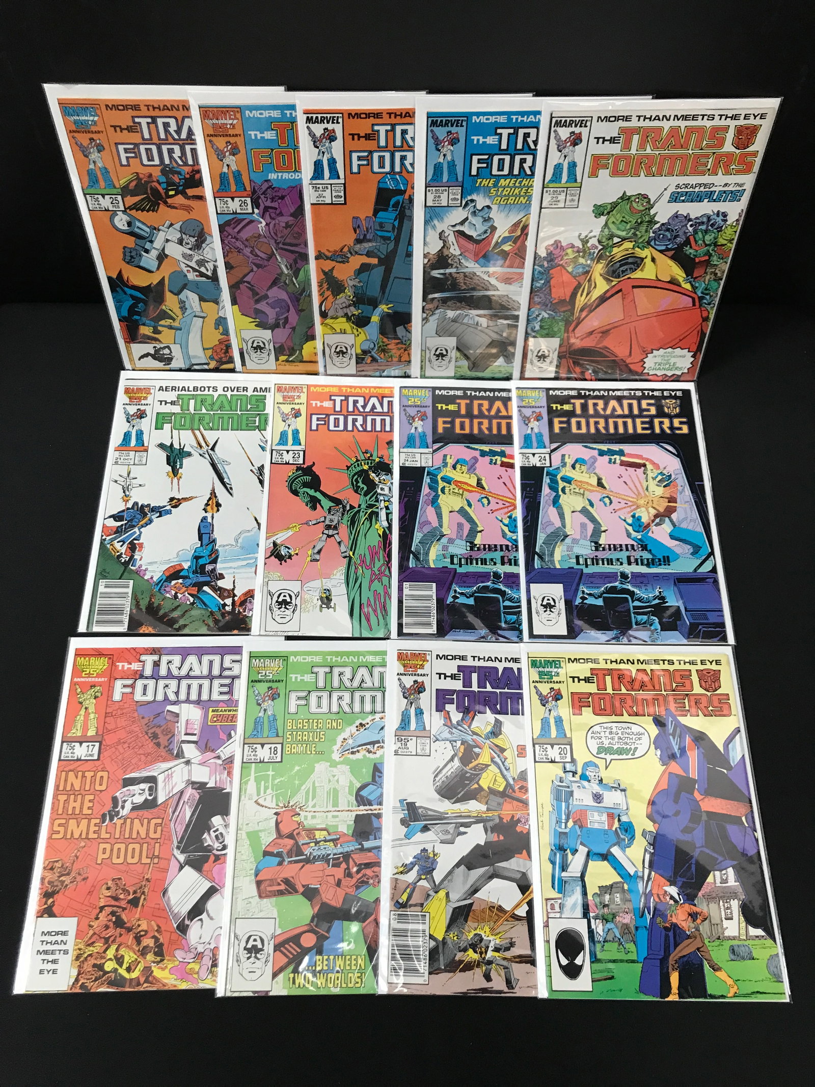 LOT OF 13 TRANSFORMERS COMICS - MARVEL COMICS: Prices are in Canadian dollars