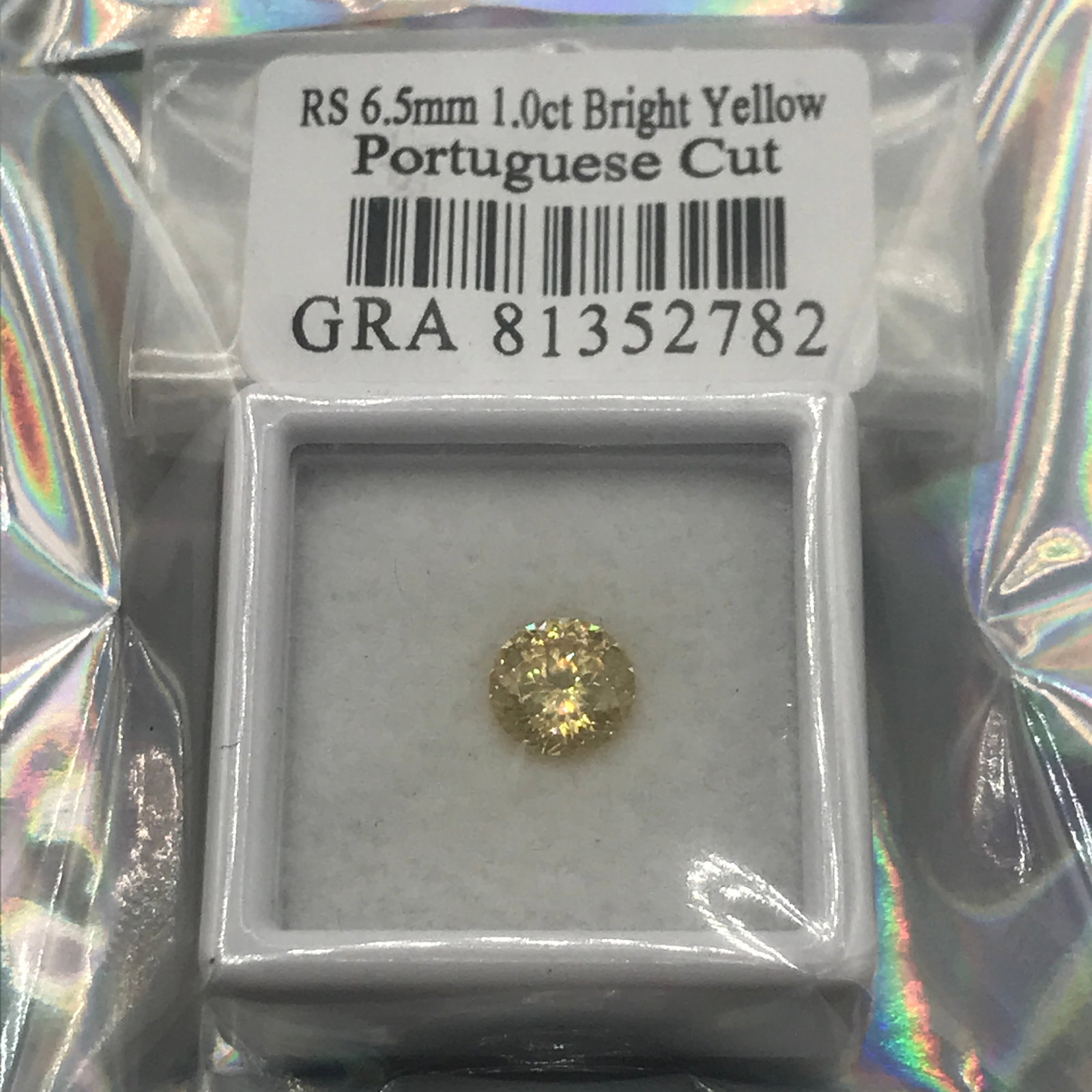 1CT MOISSANITE PORTUGESE CUT BRIGHT YELLOW WITH GRA REPORT (1 of 2)