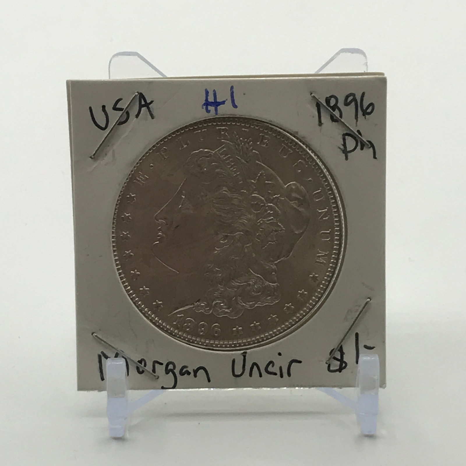 UNCIRCULATED MORGAN SILVER DOLLAR - MINTED IN 1896 IN DENVER (1 of 2)