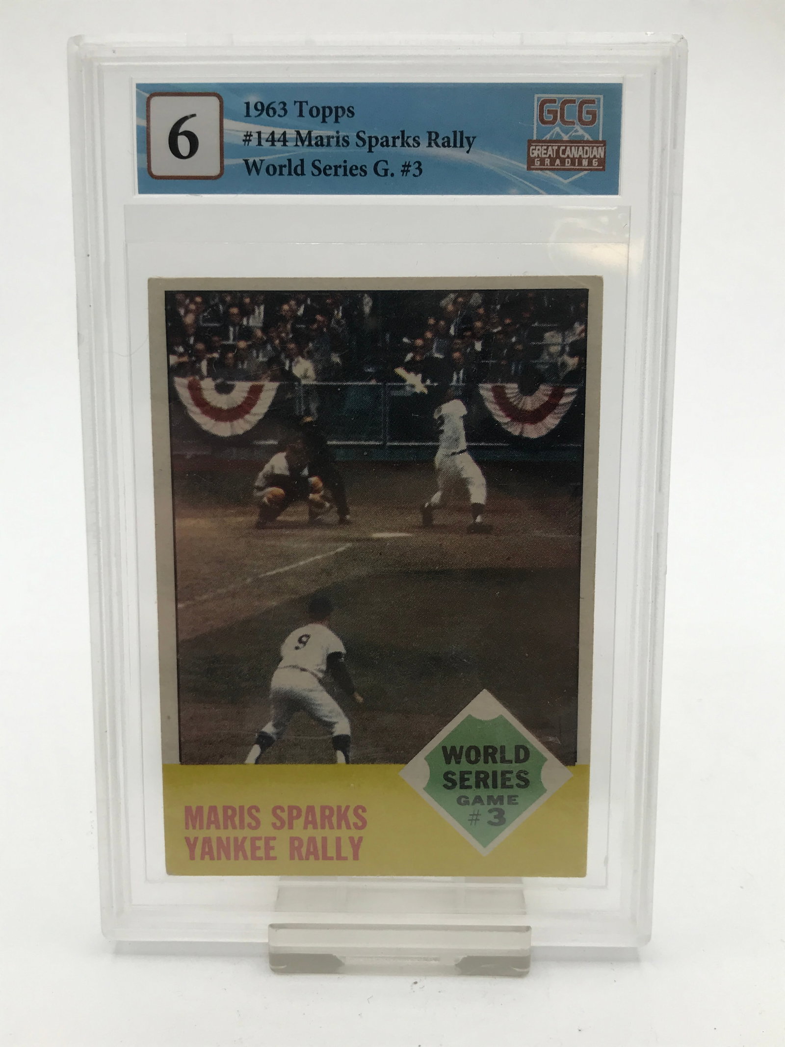 1963 TOPPS #144 MARIS SPARKS RALLY WORLD SERIES G #3 TRADING CARD - GCG GRADE 6: Prices are in Canadian dollars