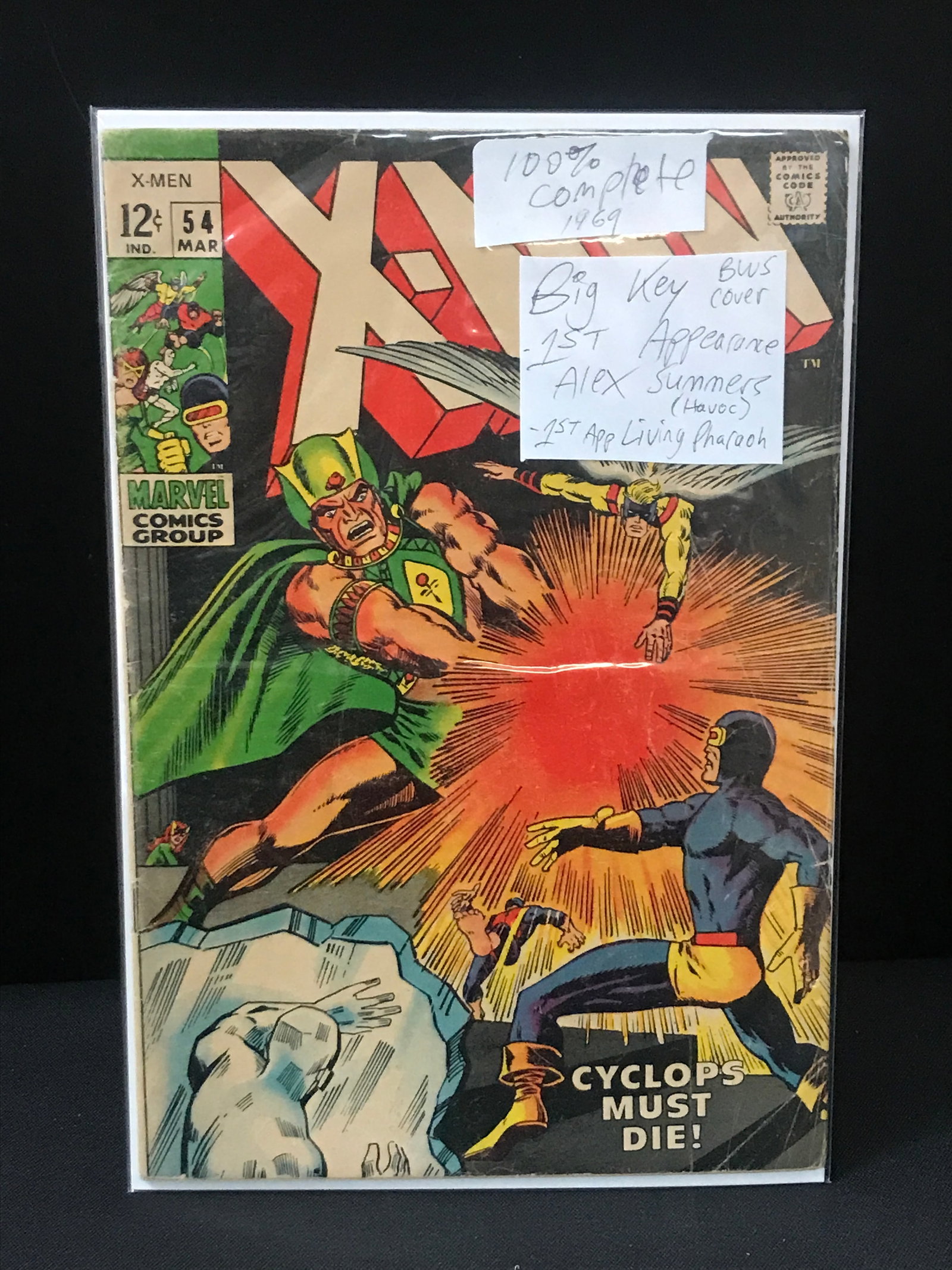 THE X-MEN #54 (1969) 1ST ALEX SUMMERS (HAVOC) & THE LIVING PHAROAH - MARVEL COMICS (1 of 1)