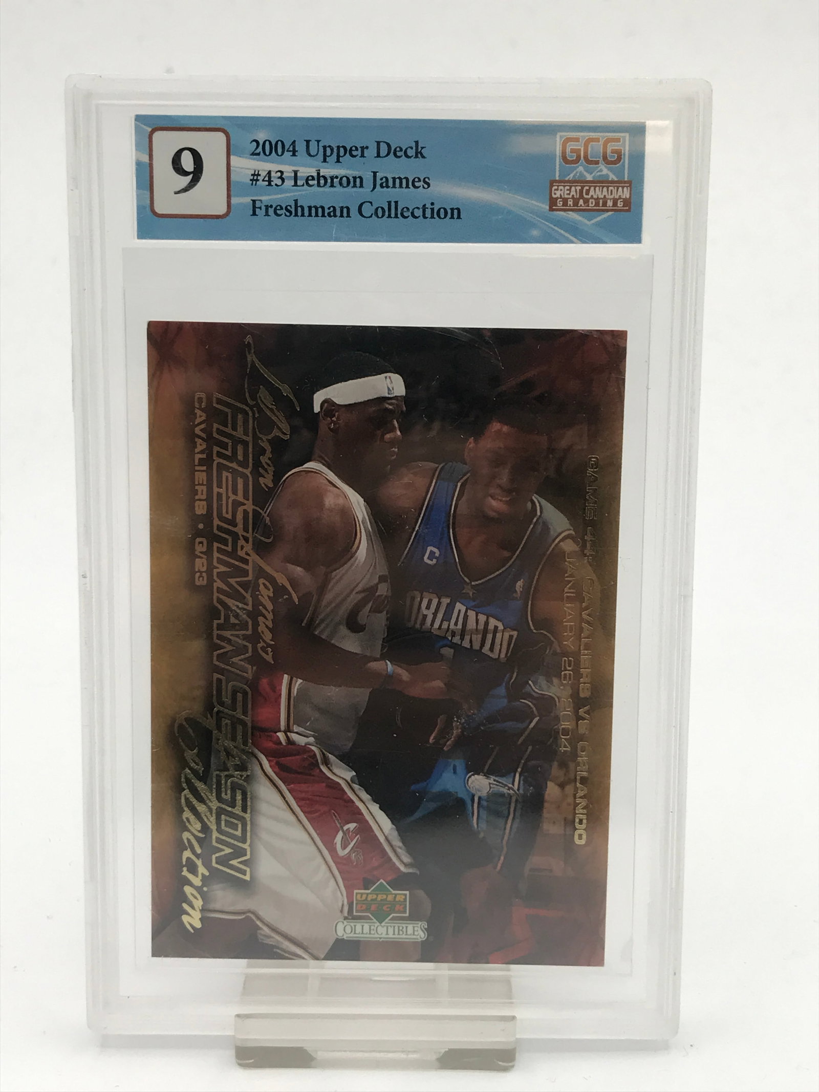 2004 UPPER DECK #43 LEBRON JAMES FRESHMAN COLLECTION TRADING CARD - CGC GRADE 9 (1 of 2)