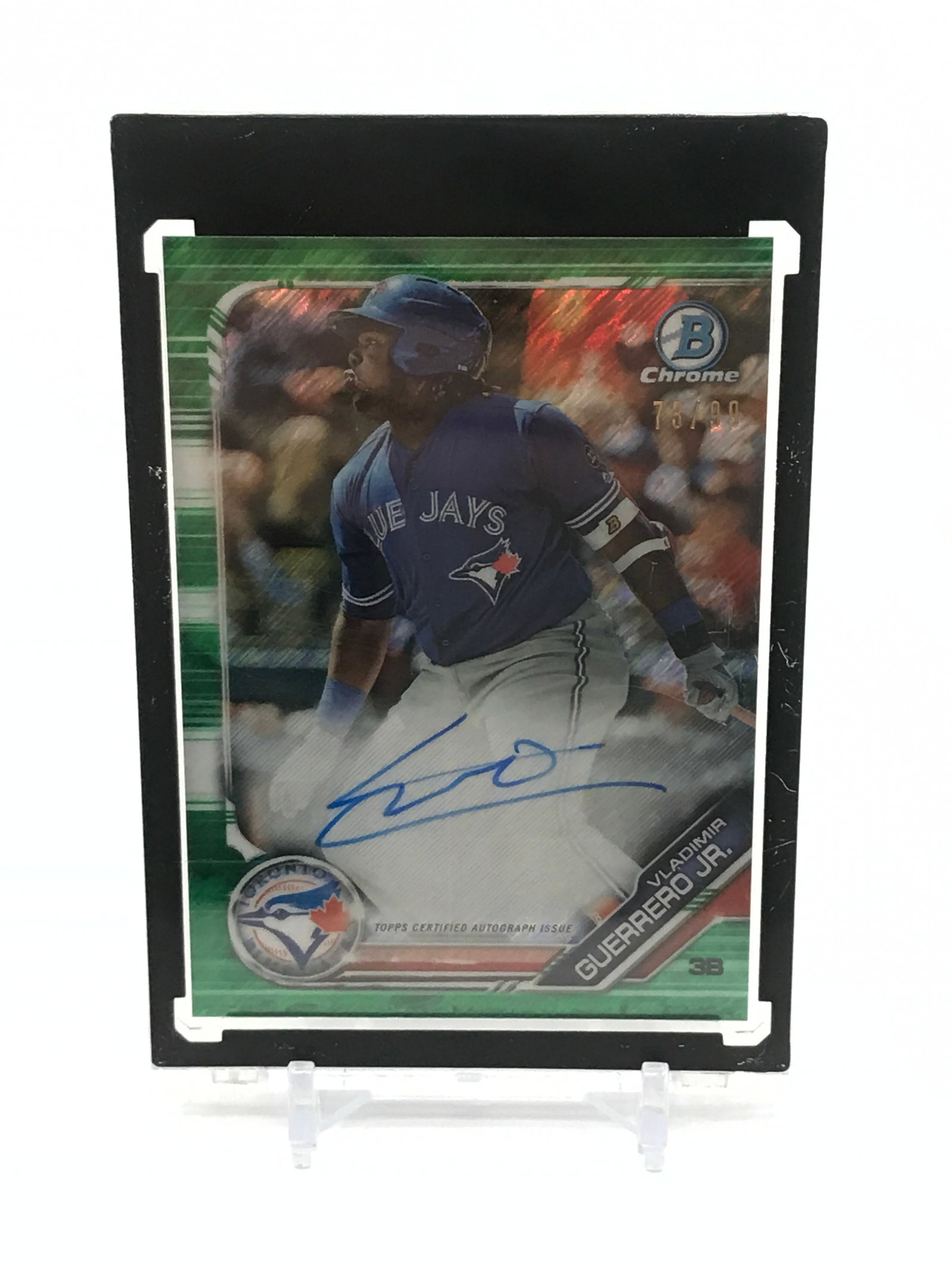 2019 TOPPS CERTIFIED AUTOGRAPH ISSUE VLADIMIR GUERRERO JR SIGNED ROOKIE CARD 73/99: Prices are in Canadian dollars