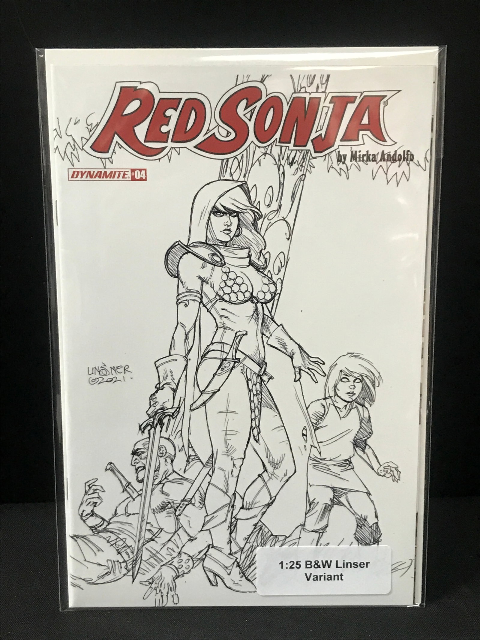 RED SONJA #4 1:25 B&W LINSER VARIANT - DYNAMITE COMICS (1 of 1)