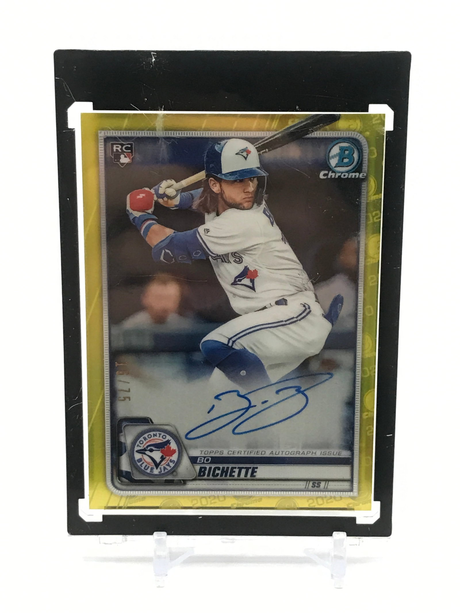 2020 TOPPS CERTIFIED AUTOGRAPH ISSUE GOLD BO BICHETTE SIGNED ROOKIE CARD 16/75: Prices are in Canadian dollars