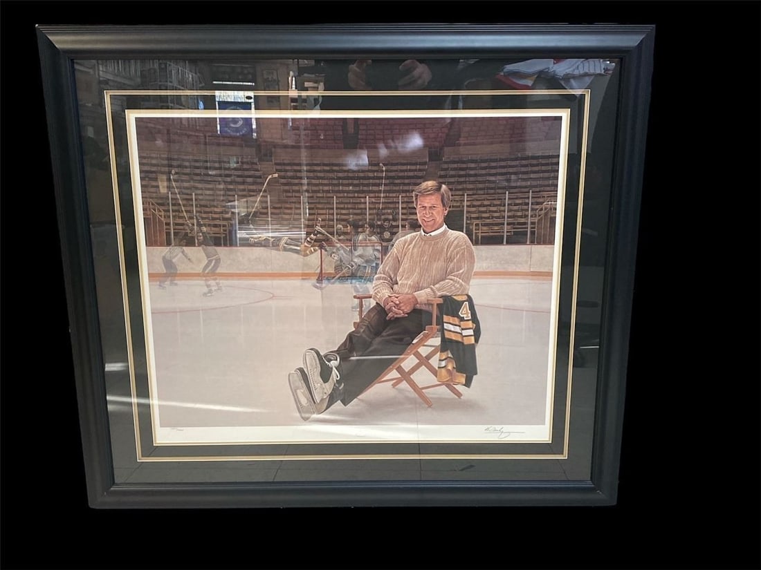 LTD JAMES LUMBERS BOBBY ORR SIGNED AND CUSTOM FRAMED PRINT (SIGNED BY ORR AND ARTIST WITH COA) (1 of 2)