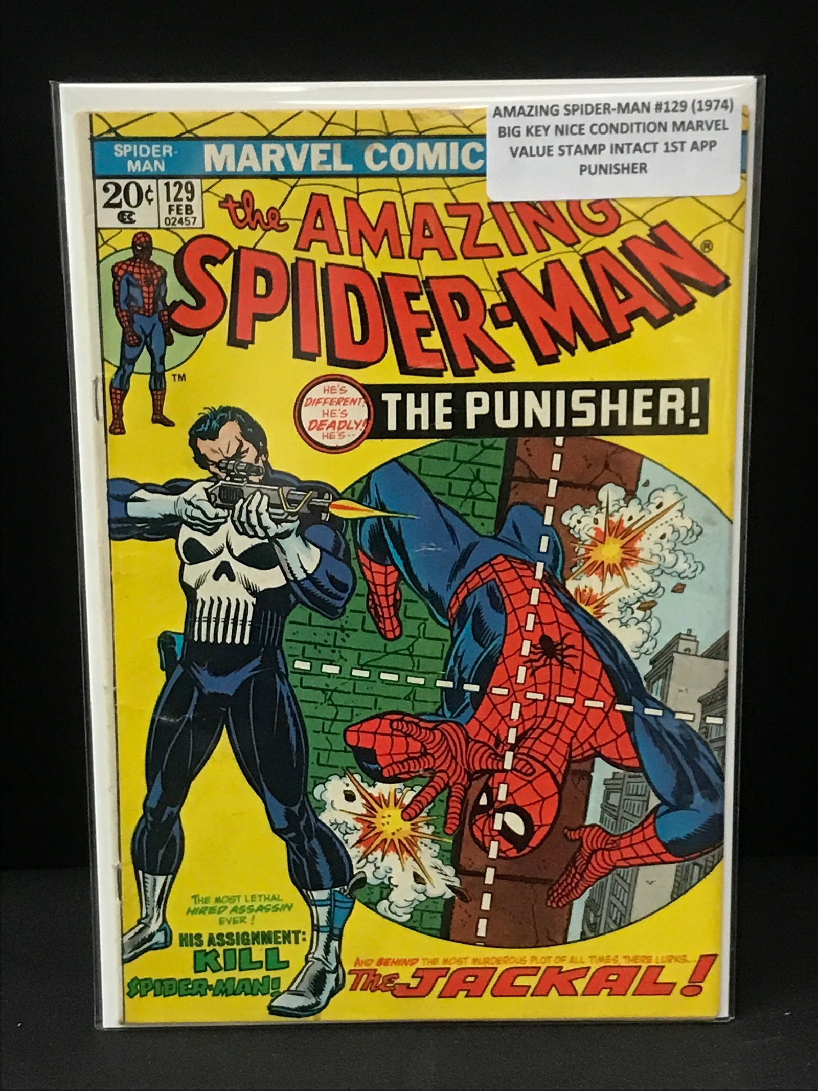 THE AMAZING SPIDERMAN #129 (1974) 1ST APP PUNISHER - VALUE STAMP INTACT - MARVEL COMICS (1 of 1)