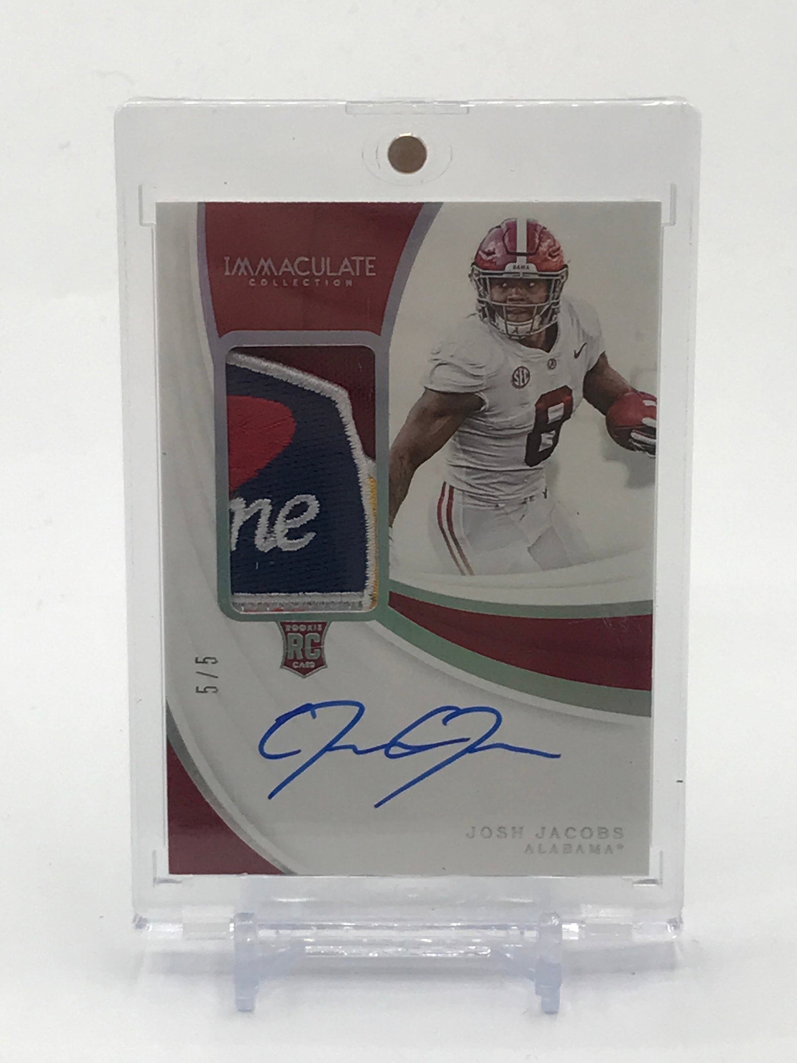 2019 PANINI IMMACULATE COLLEGIATE JOSH JACOBS SIGNED ROOKIE PATCH TRADING CARD 5/5: Prices are in Canadian dollars