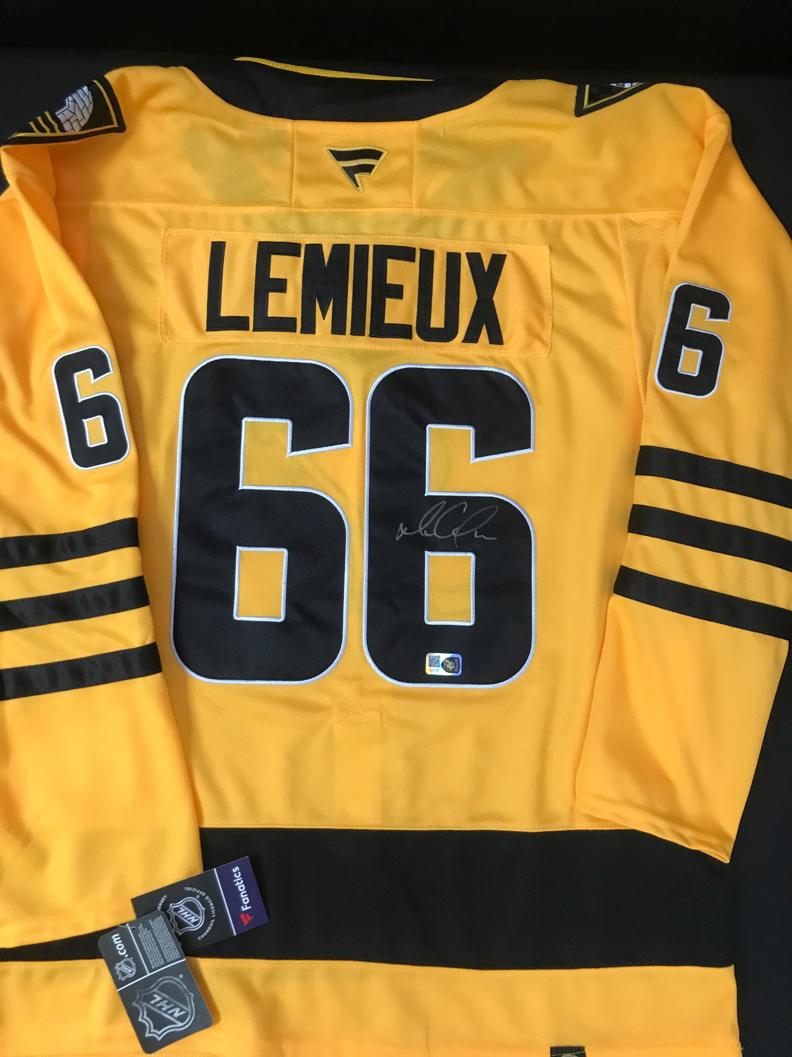 MARIO LEMIEUX SIGNED PITTSBURGH PENGUINS CUSTOM JERSEY - ELITE SPORTS COA: Prices are in Canadian dollars