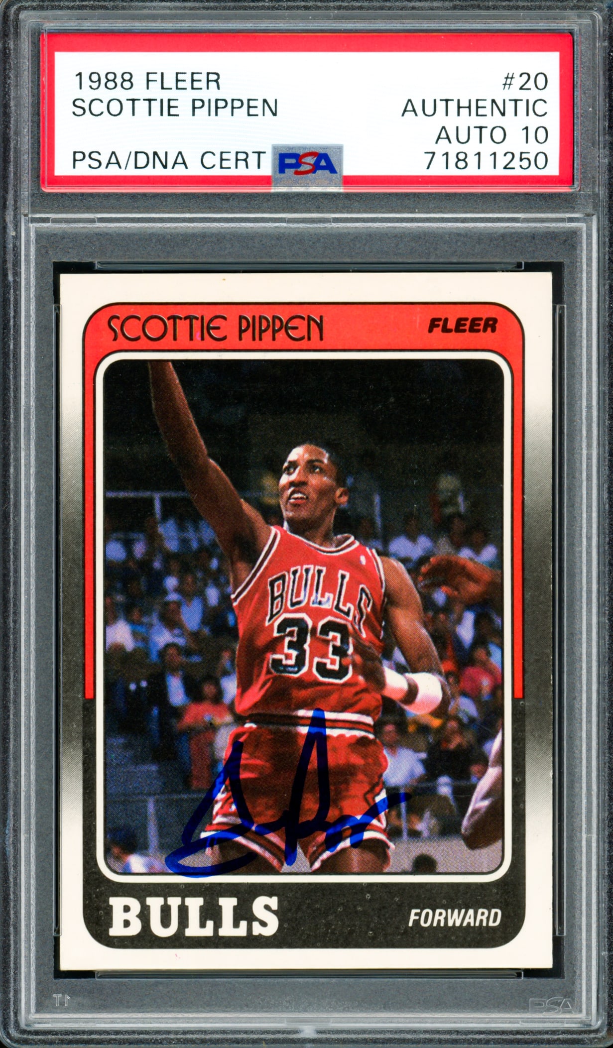1988 FLEER SCOTTIE PIPPIN SIGNED TRADING CARD - PSA GRADE 10: Prices are in Canadian dollars