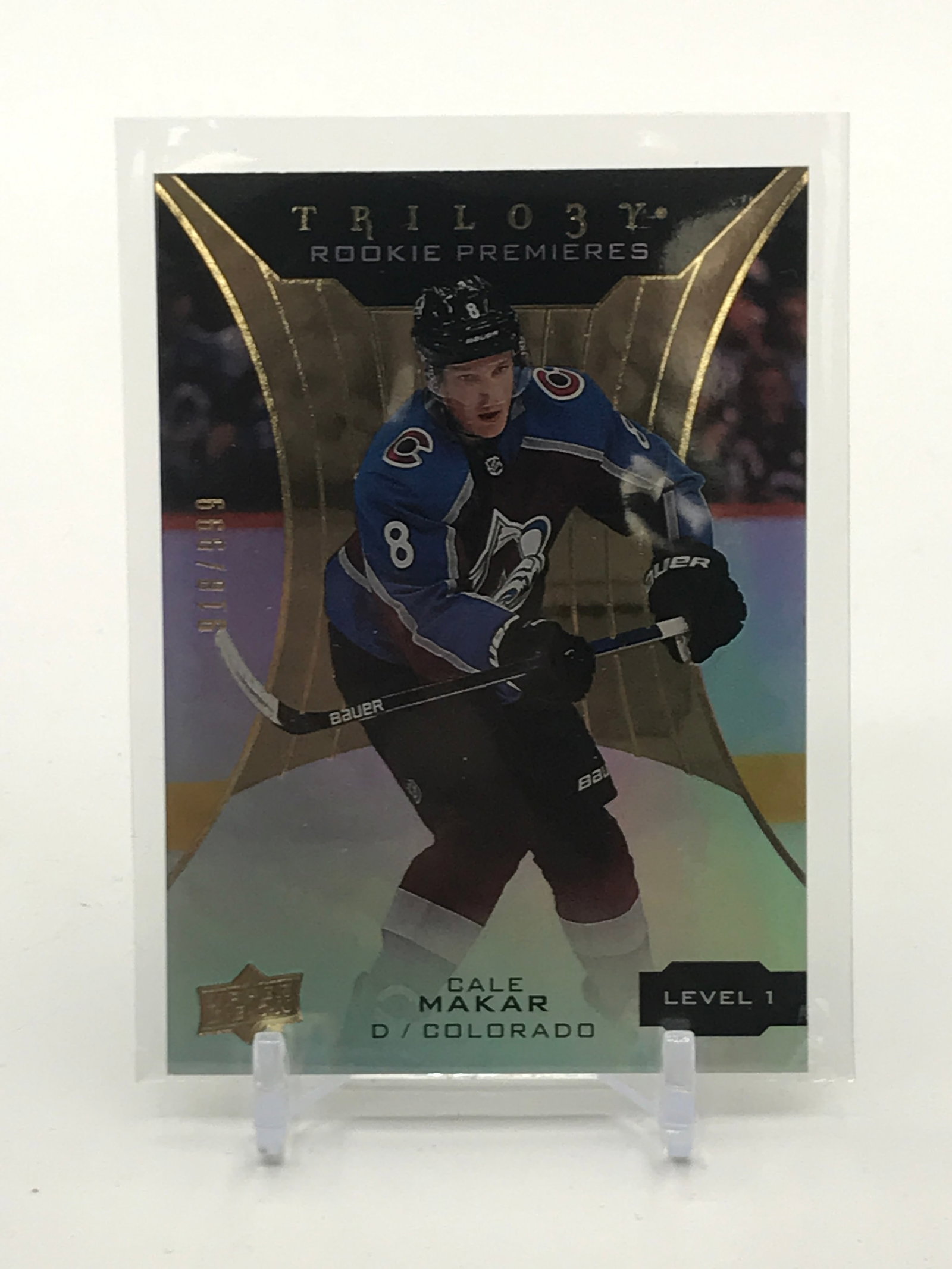 2019-20 UPPER DECK TRILOGY HOCKEY ROOKIE PREMIERES CALE MAKAR ROOKIE CARD 18/399 (1 of 2)