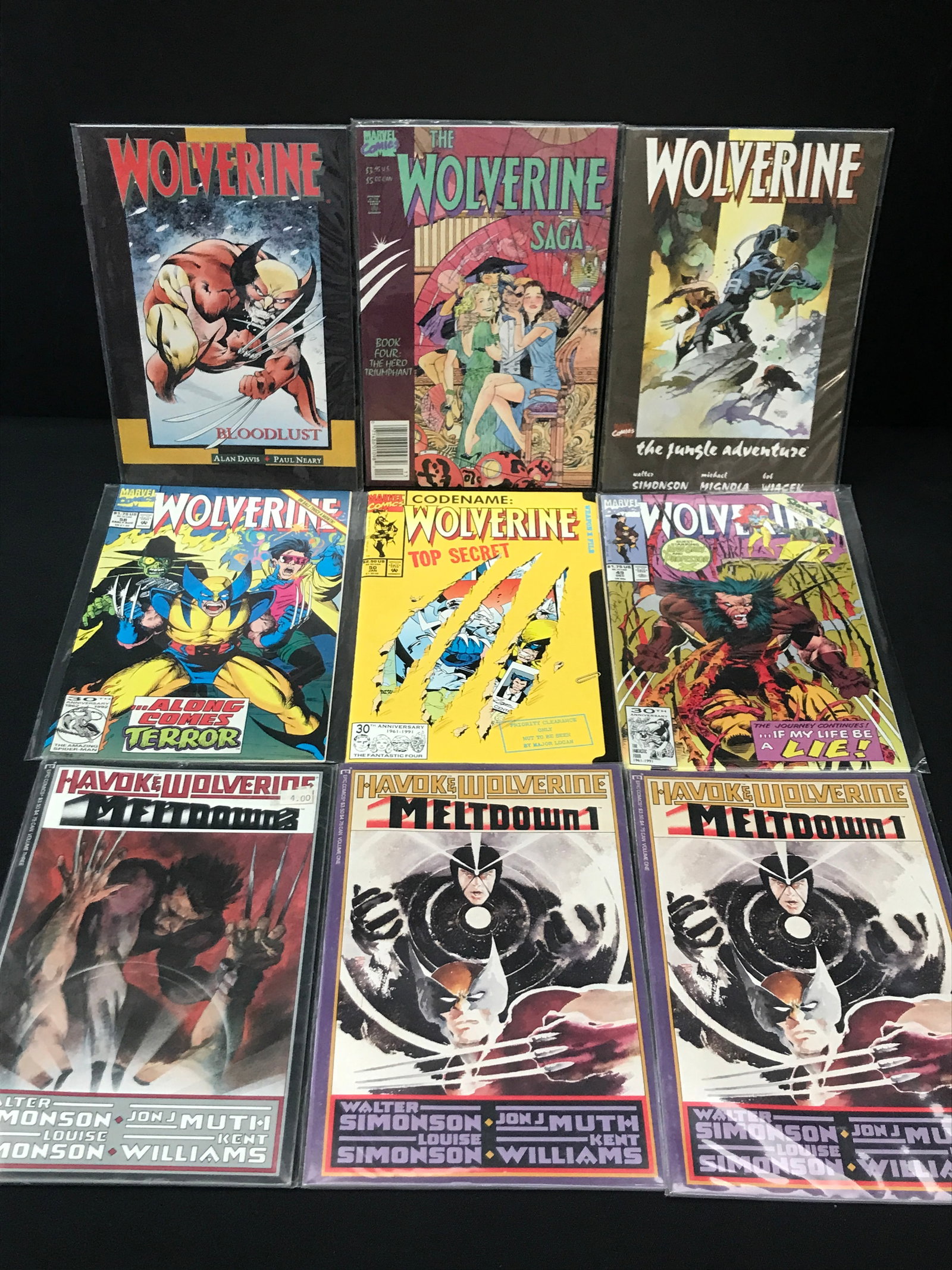 LOT OF 9 COMICS FEATURING WOLVERINE - MARVEL COMICS (1 of 1)