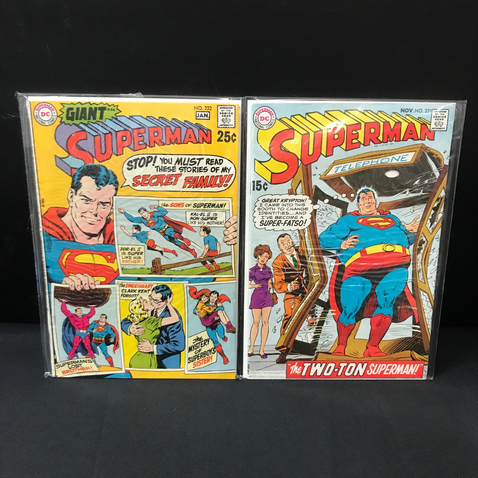 LOT F 2 SUPERMAN COMICS #221-222 - DC COMICS (1 of 1)
