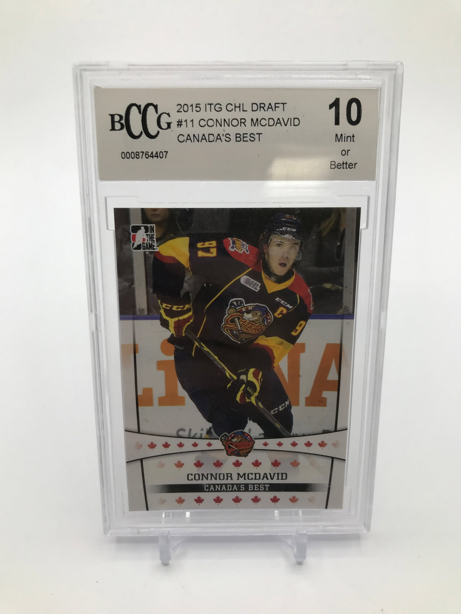 2015 ITG CHL DRAFT CONNOR MCDAVID TRADING CARD - BCCG GRADE 10 (1 of 2)