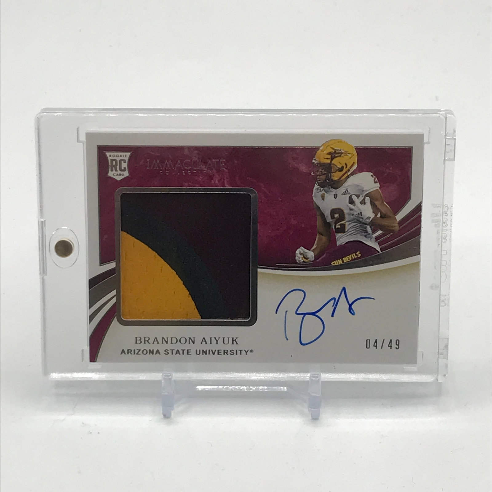 2020 PANINI IMMACULATE COLLECTION COLLEGIATE BRANDON AIYUK SIGNED PATCH ROOKIE TRADING CARD 04/49: Prices are in Canadian dollars