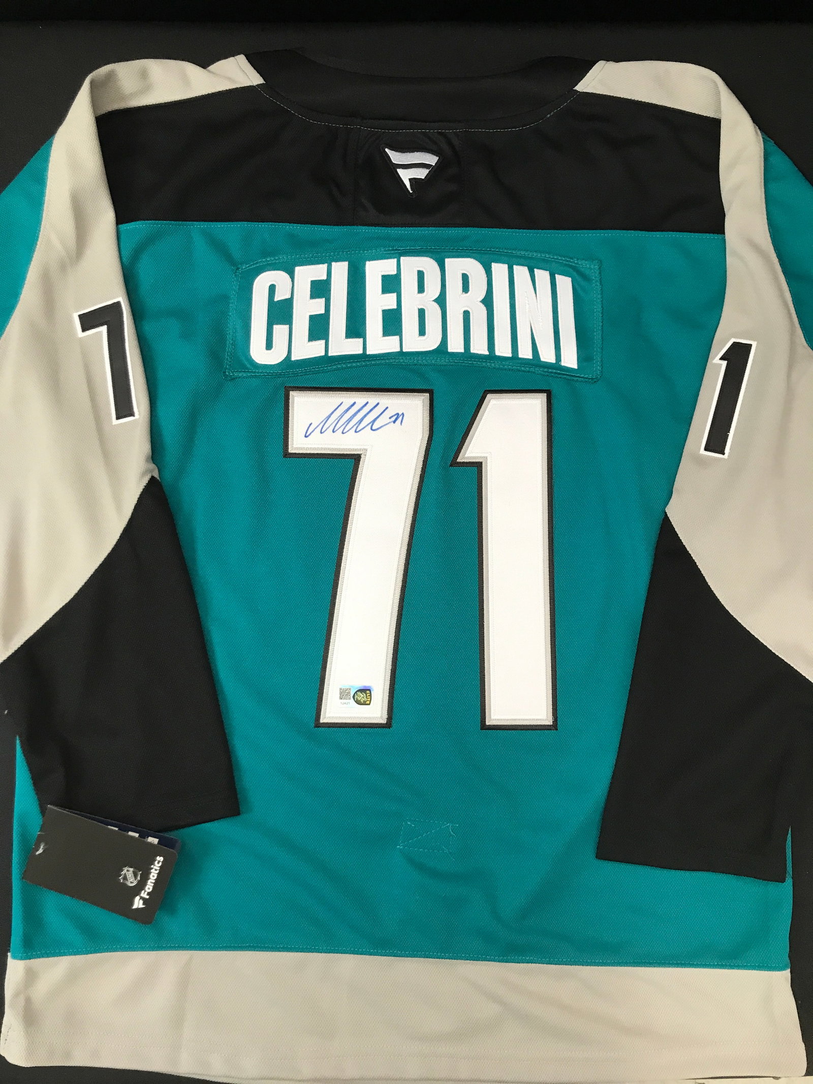 MACKLIN CELEBRINI SIGNED SAN JOSE SHARKS CUSTOM JERSEY -ELITE COA (1 of 3)