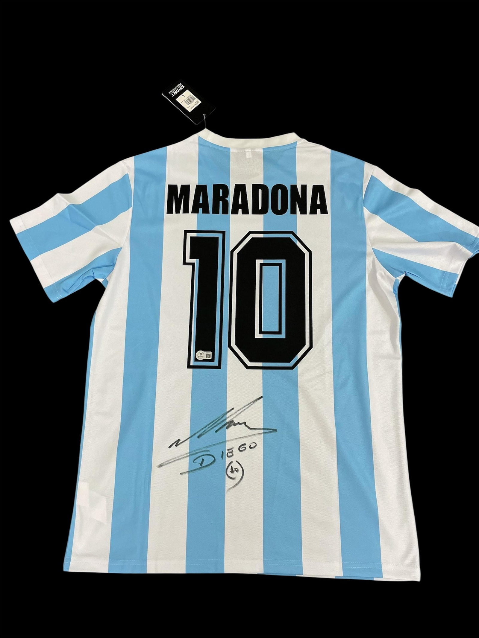 DIEGO MARADONNA SIGNED ARGENTINA SOCCER JERSEY - BECKETT COA (1 of 2)