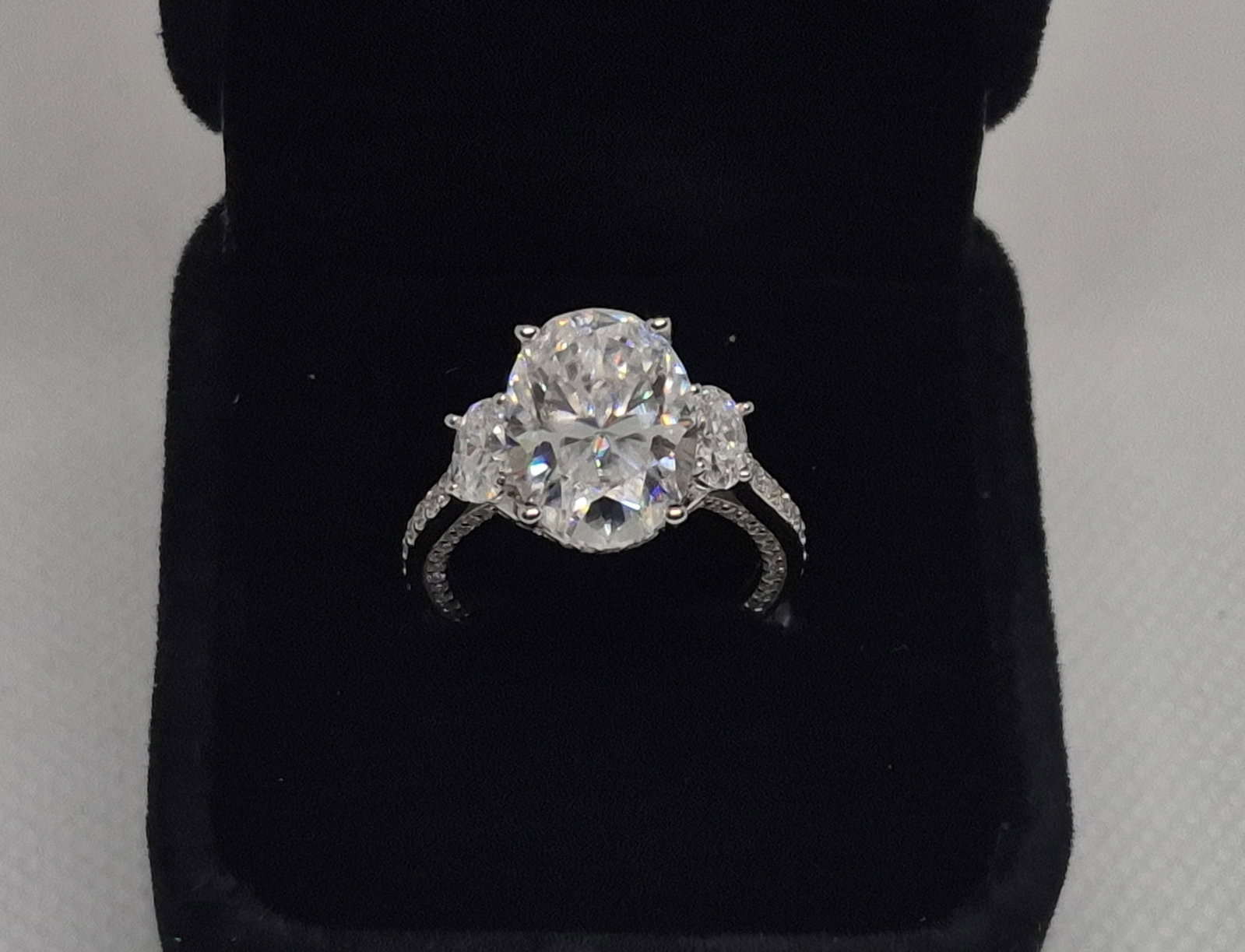 12.97 Carat Moissanite Sterling Silver Ring (1 of 6)