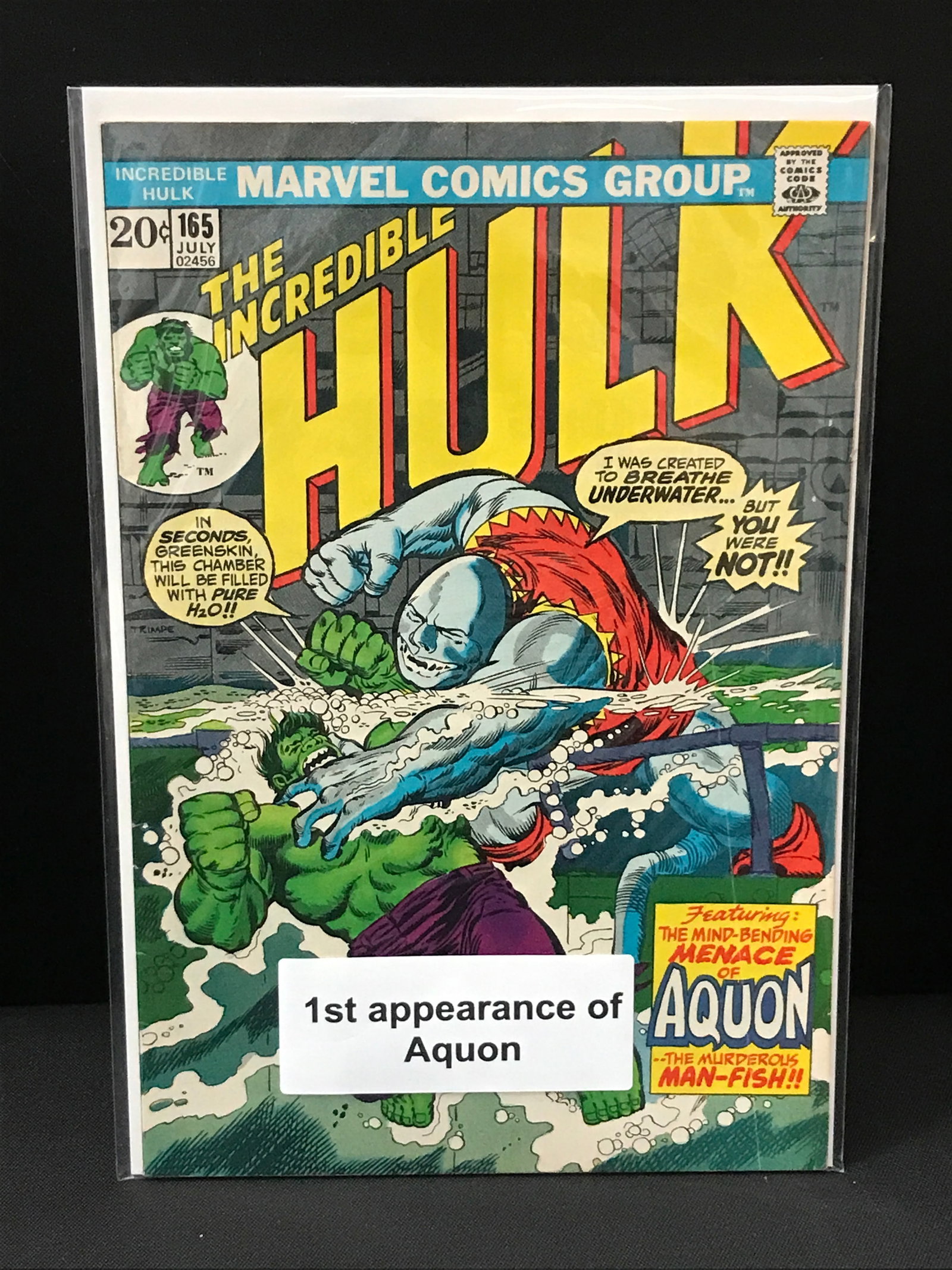 THE INCREDIBLE HULK #165 1ST APP OF AQUON - MARVEL COMICS (1 of 1)