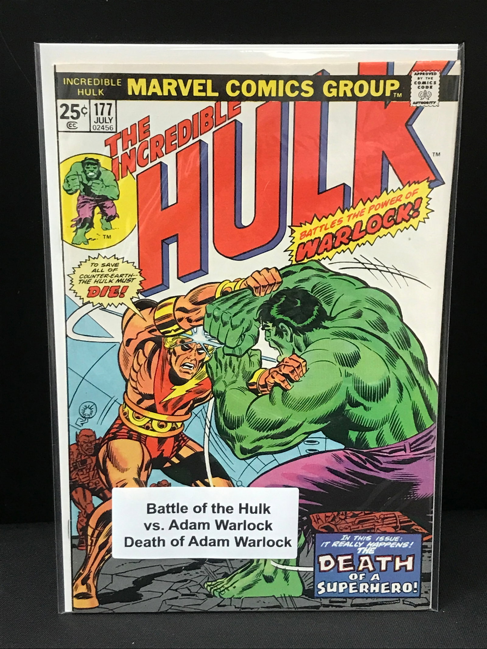 THE INCREDIBLE HULK #177 DEATH OF ADAM WARLOCK - MARVEL COMICS (1 of 1)